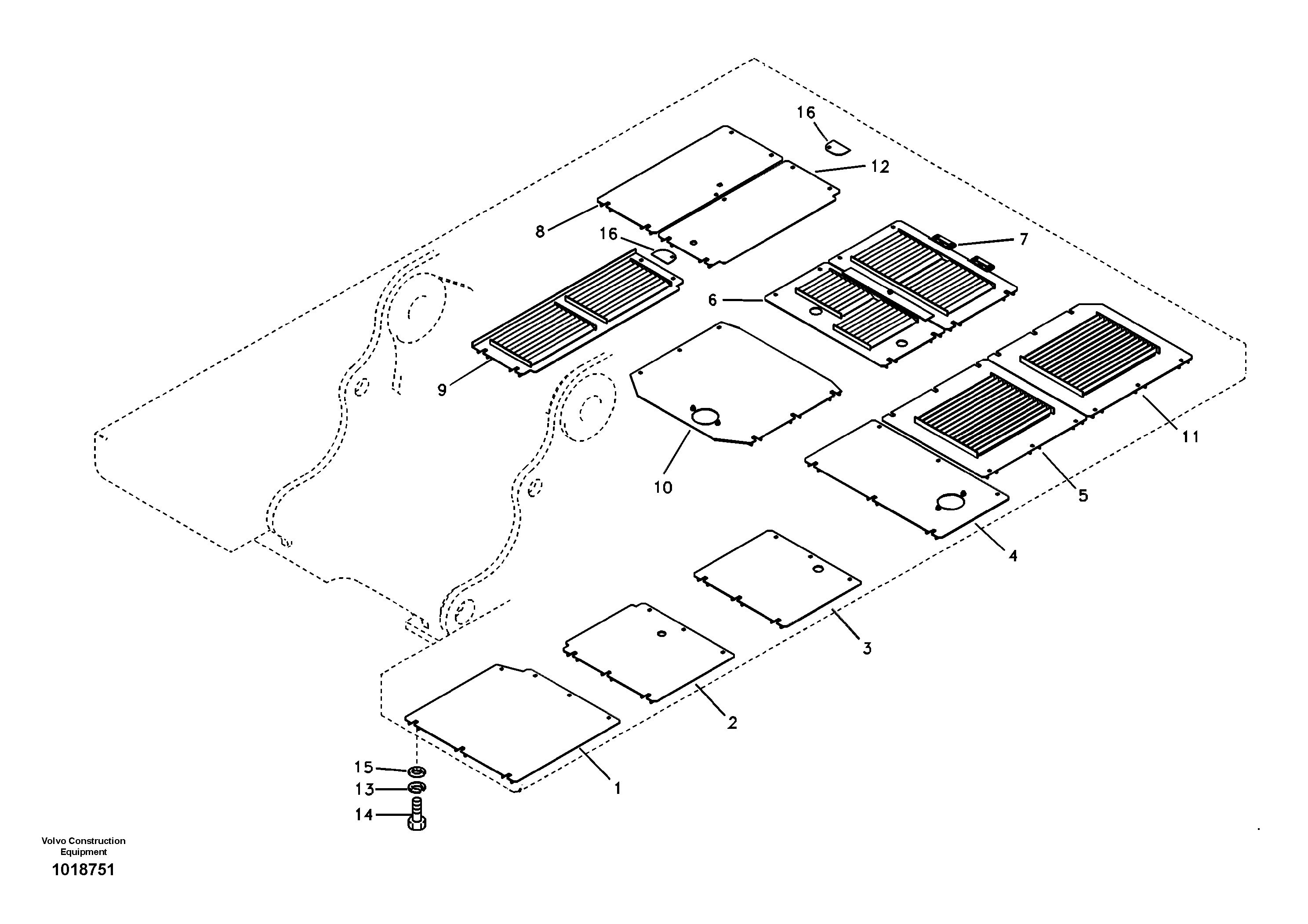 Схема запчастей Volvo EC700B - 73475 Hatches under engine, hydr.pumps, cooler, m.valve and fuel tank EC700B
