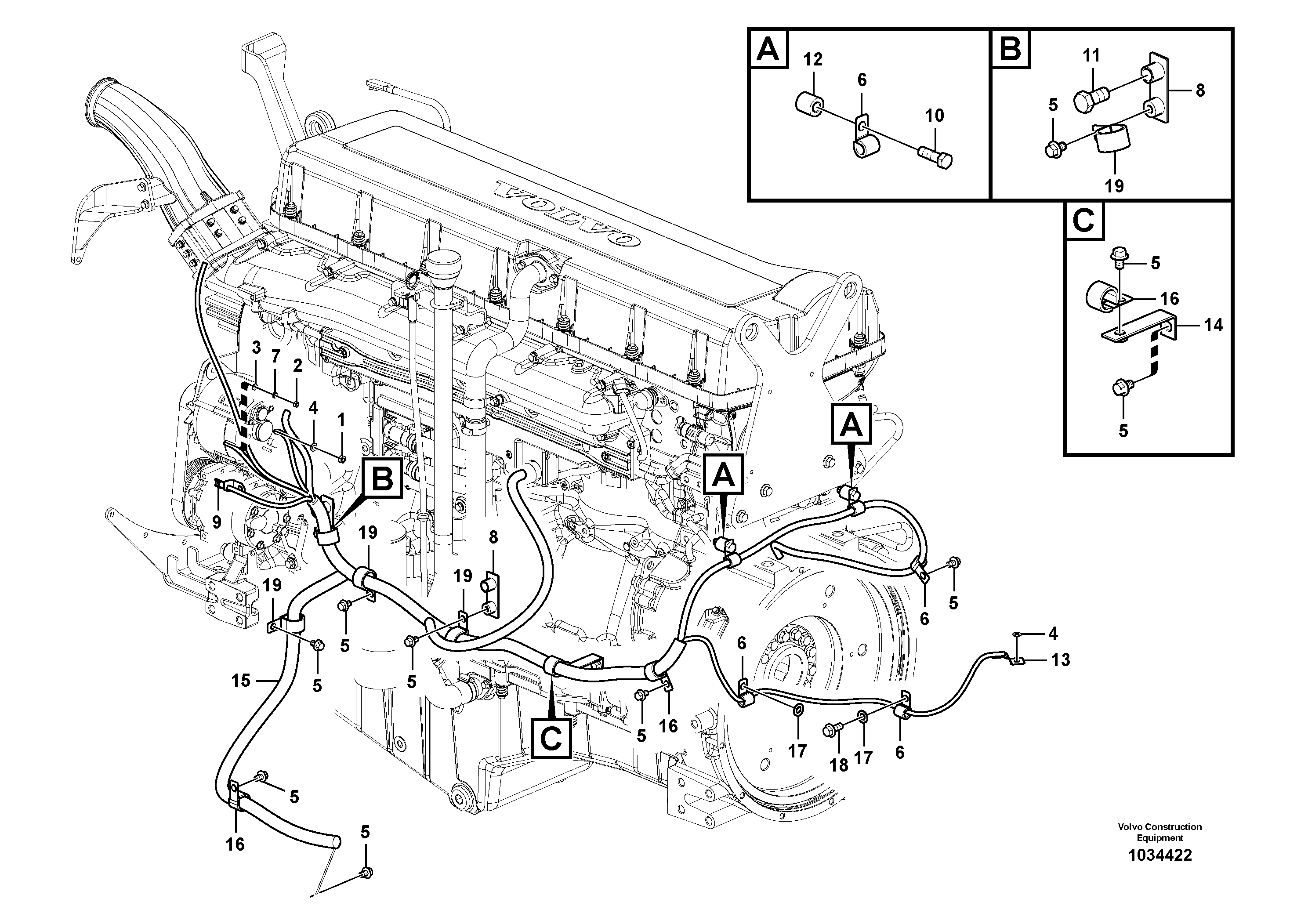 Схема запчастей Volvo EC700B - 54769 Cable harness, engine EC700BHR HIGH REACH DEMOLITION