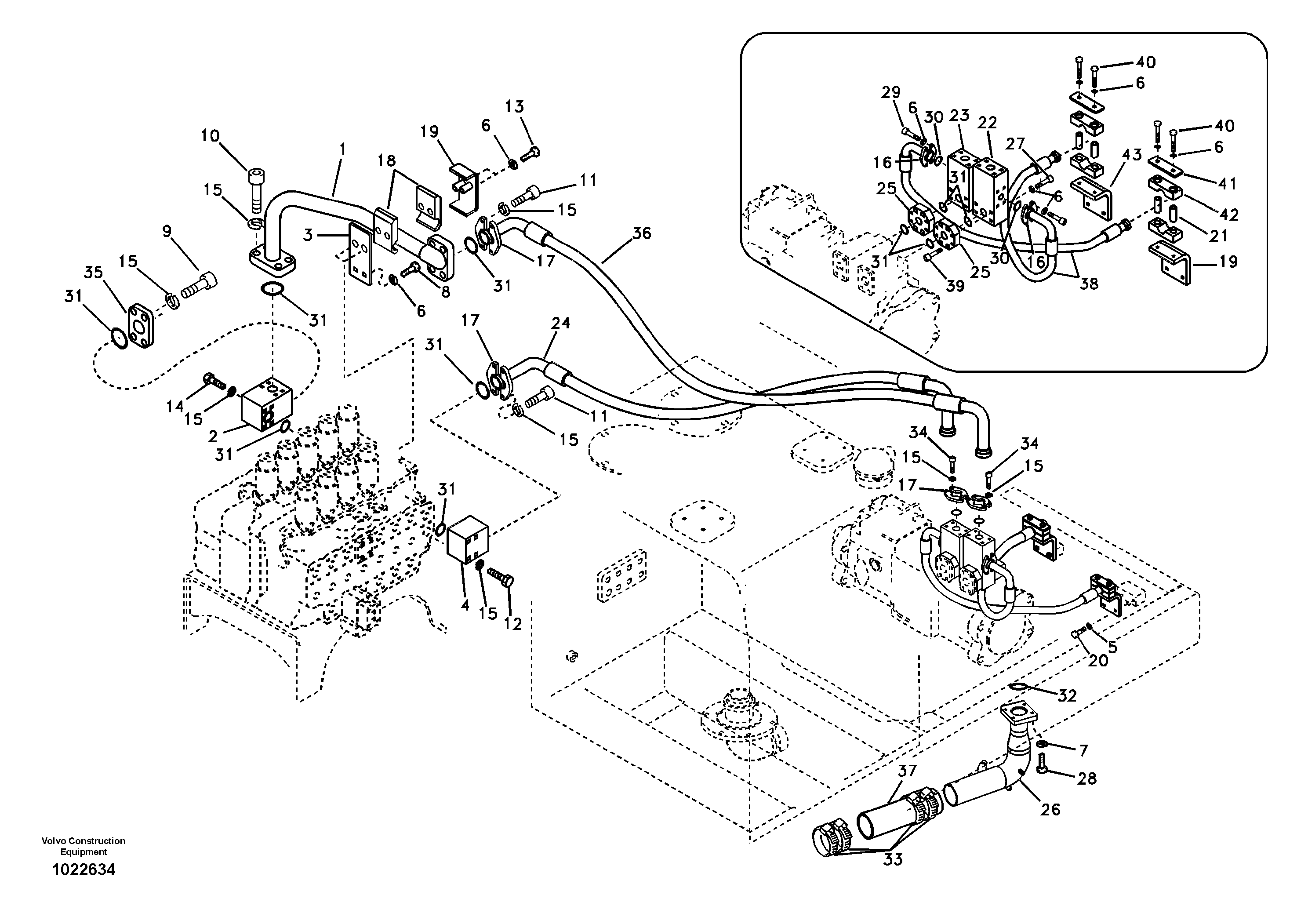 Схема запчастей Volvo EC700B - 30440 Hydraulic system, hydraulic pump pulse damper EC700B