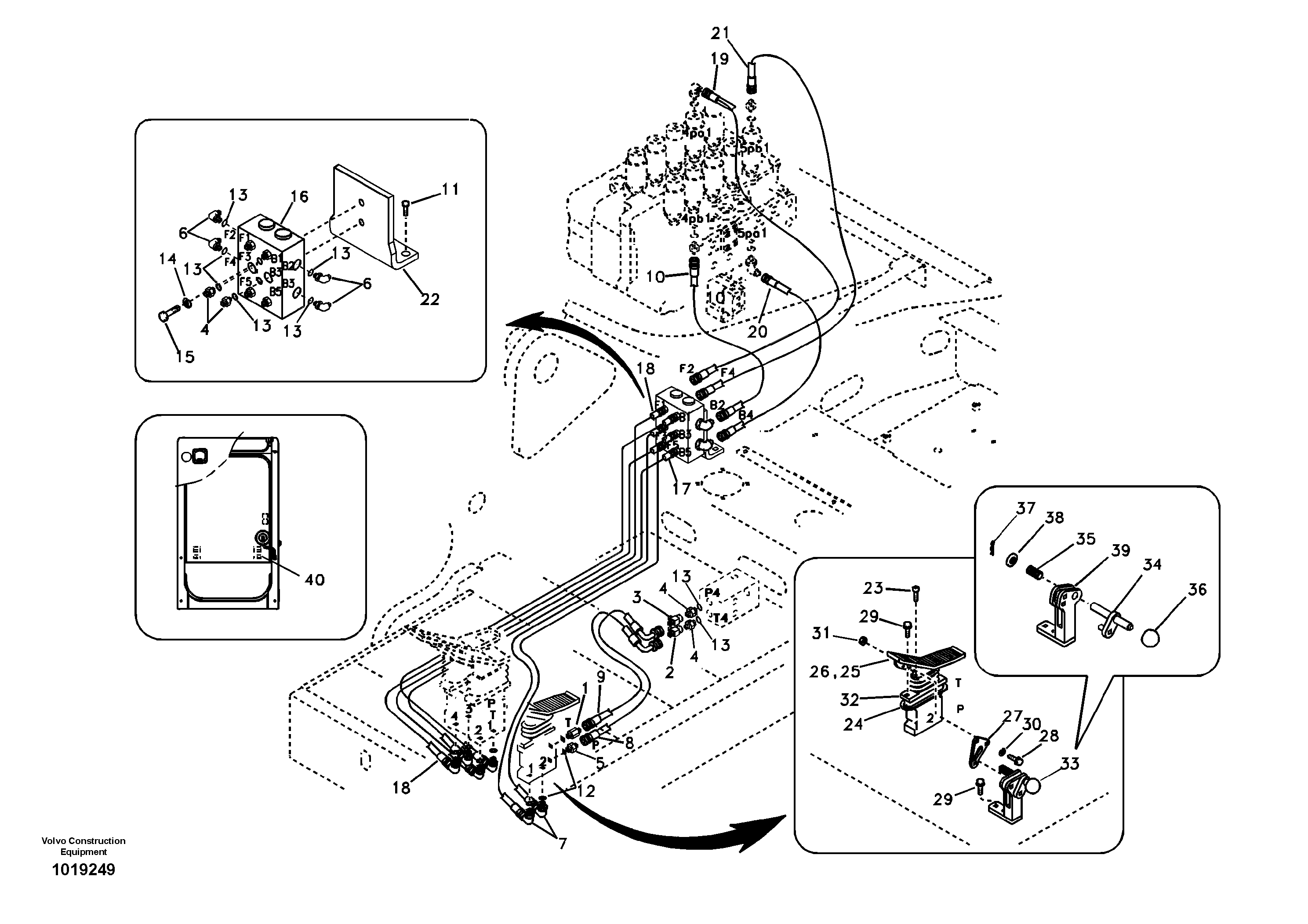 Схема запчастей Volvo EC700B - 95906 Servo system, control valve to remote control valve pedal EC700B