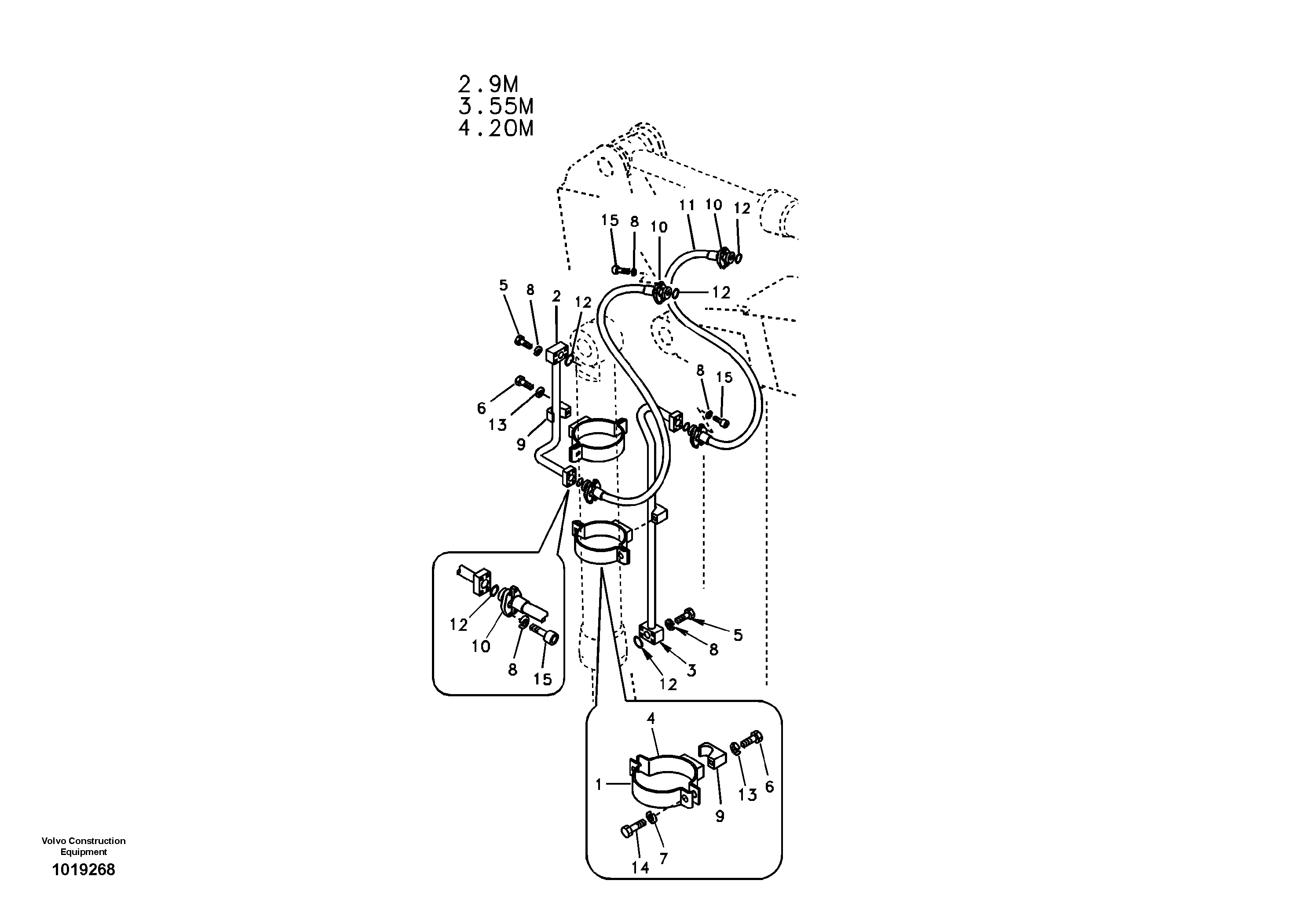 Схема запчастей Volvo EC700B - 21452 Working hydraulic, bucket cylinder on dipper arm EC700B