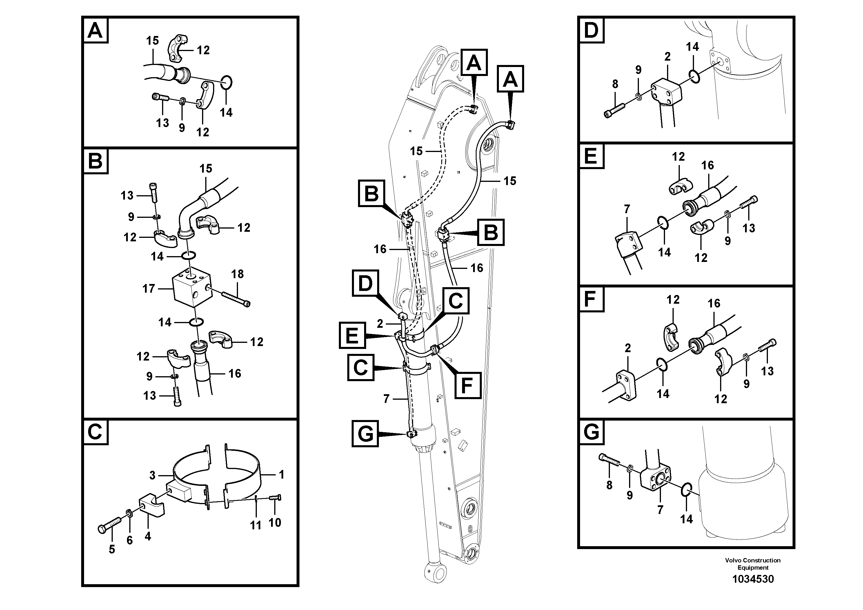 Схема запчастей Volvo EC700B - 30305 Working hydraulic, bucket cylinder on dipper arm EC700B