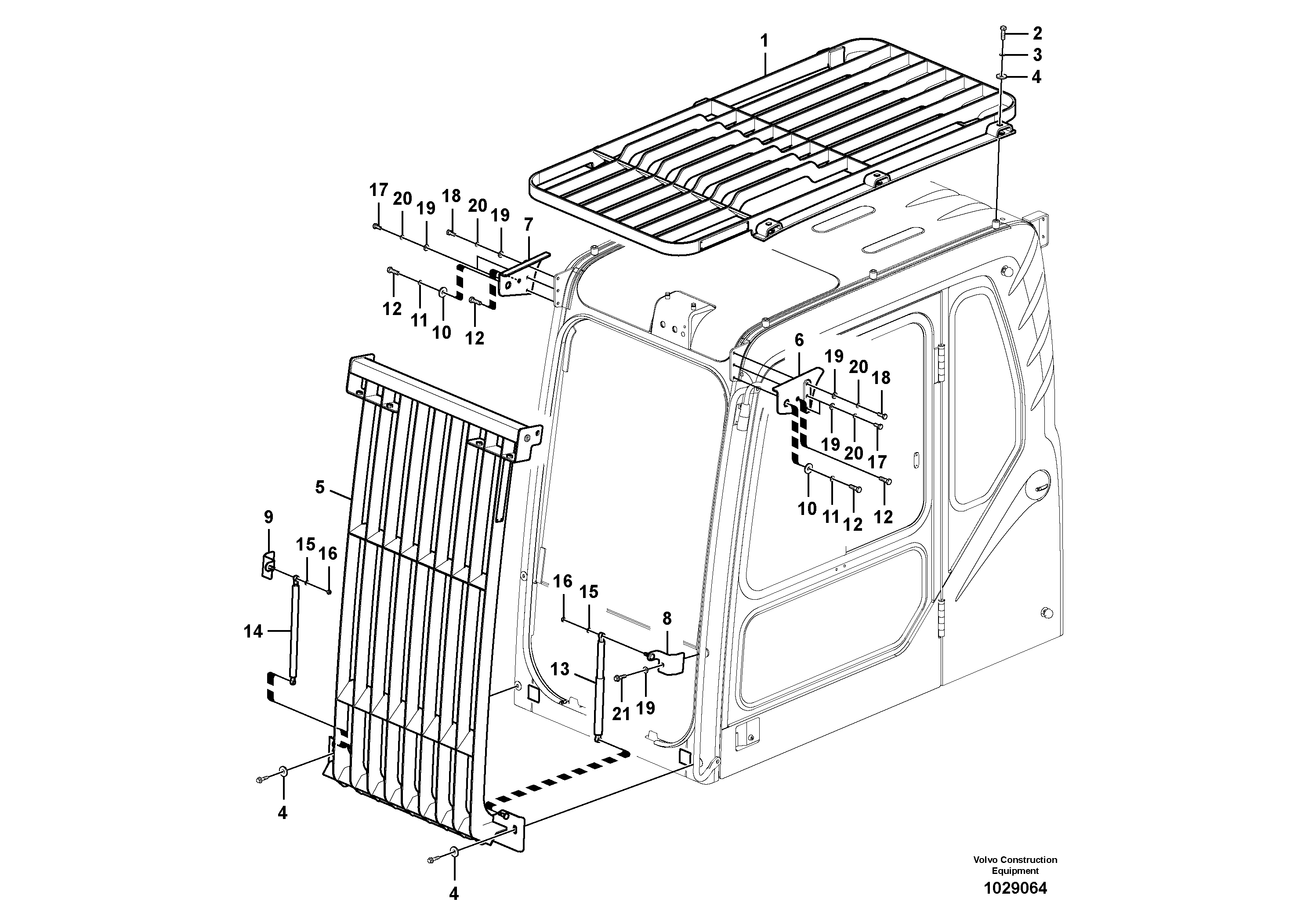 Схема запчастей Volvo EC700B - 55704 Falling object guards EC700BHR HIGH REACH DEMOLITION