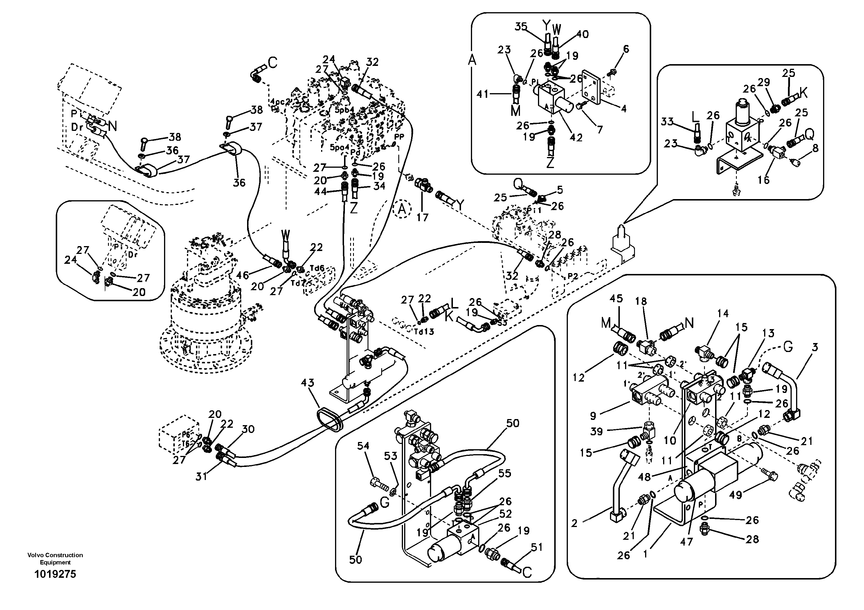 Схема запчастей Volvo EC700B - 96971 Working hydraulic, hammer and shear for 1st pump flow EC700B