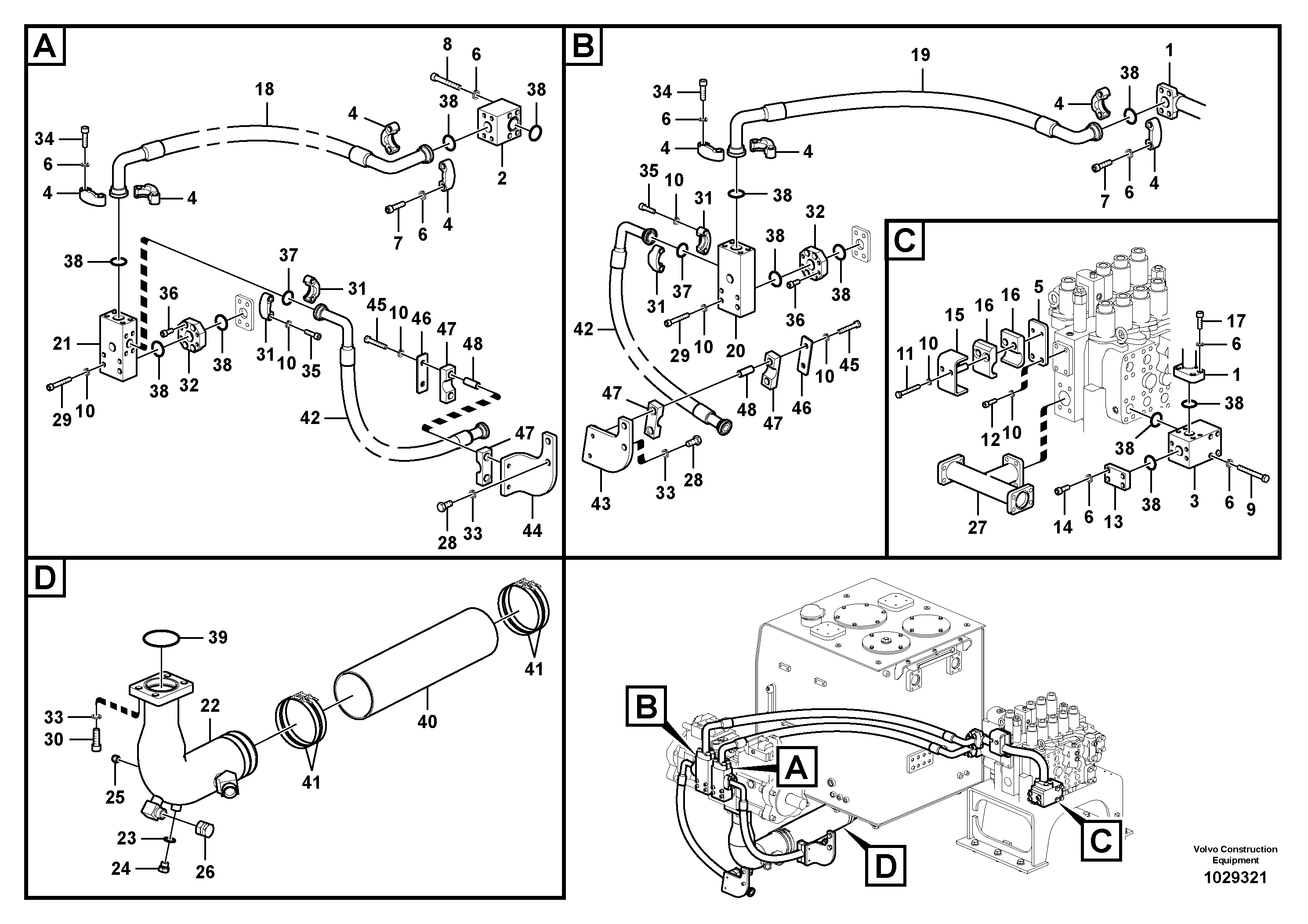 Схема запчастей Volvo EC700B - 106654 Hydraulic system, hydraulic tank to hydraulic pump EC700BHR HIGH REACH DEMOLITION