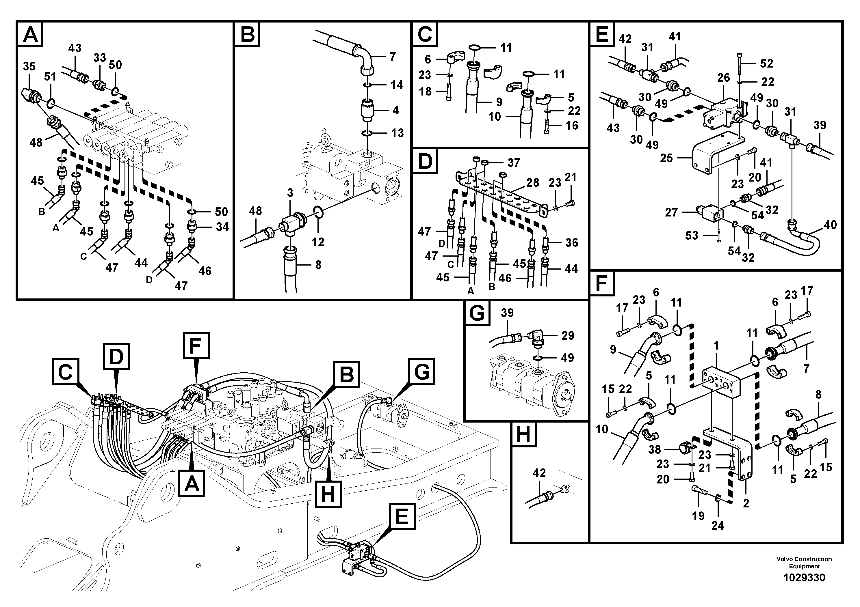 Схема запчастей Volvo EC700B - 51556 Hydraulic system, intermediate arm piping EC700BHR HIGH REACH DEMOLITION