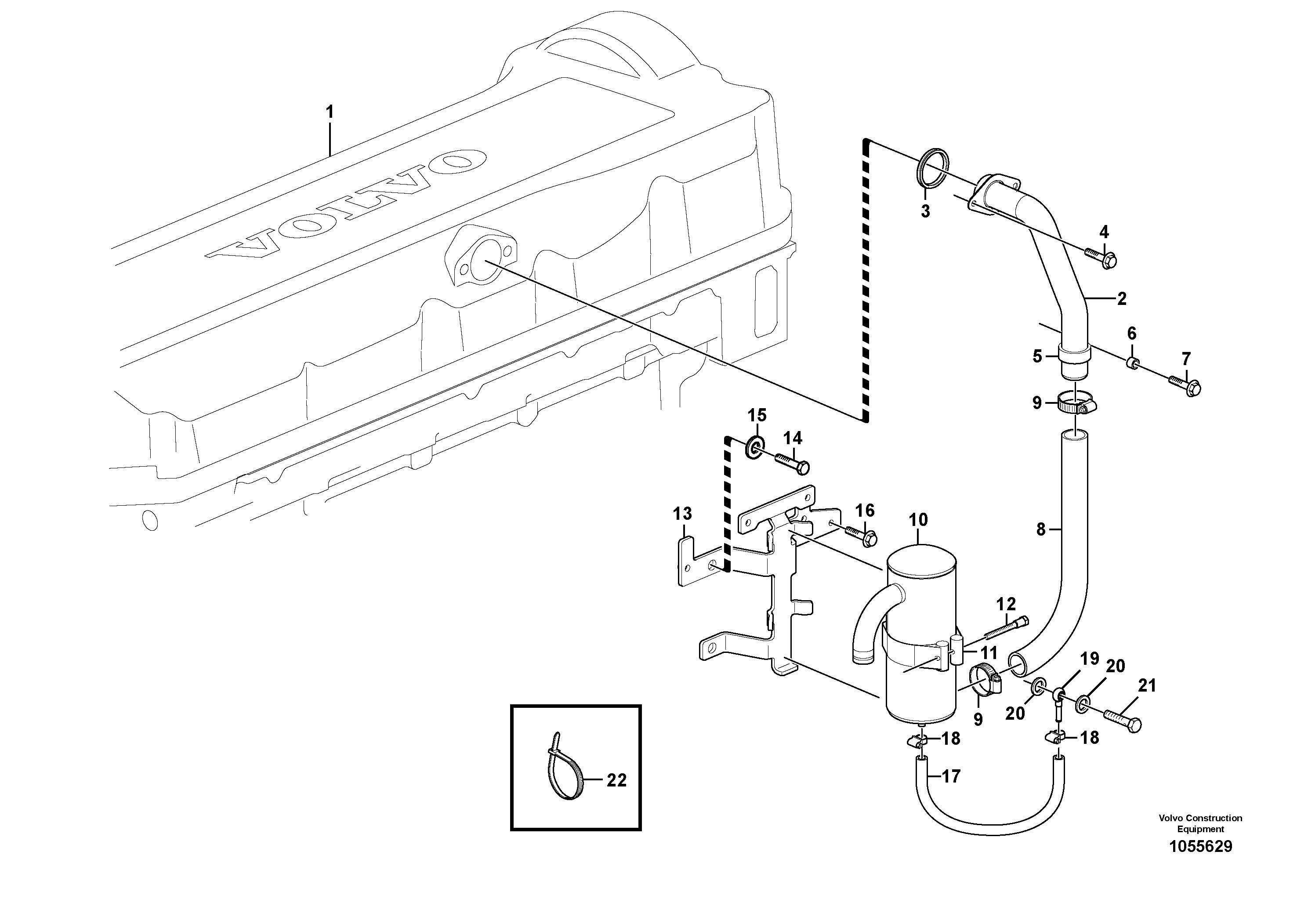 Схема запчастей Volvo EC700B - 83255 Crankcase ventilation EC700B