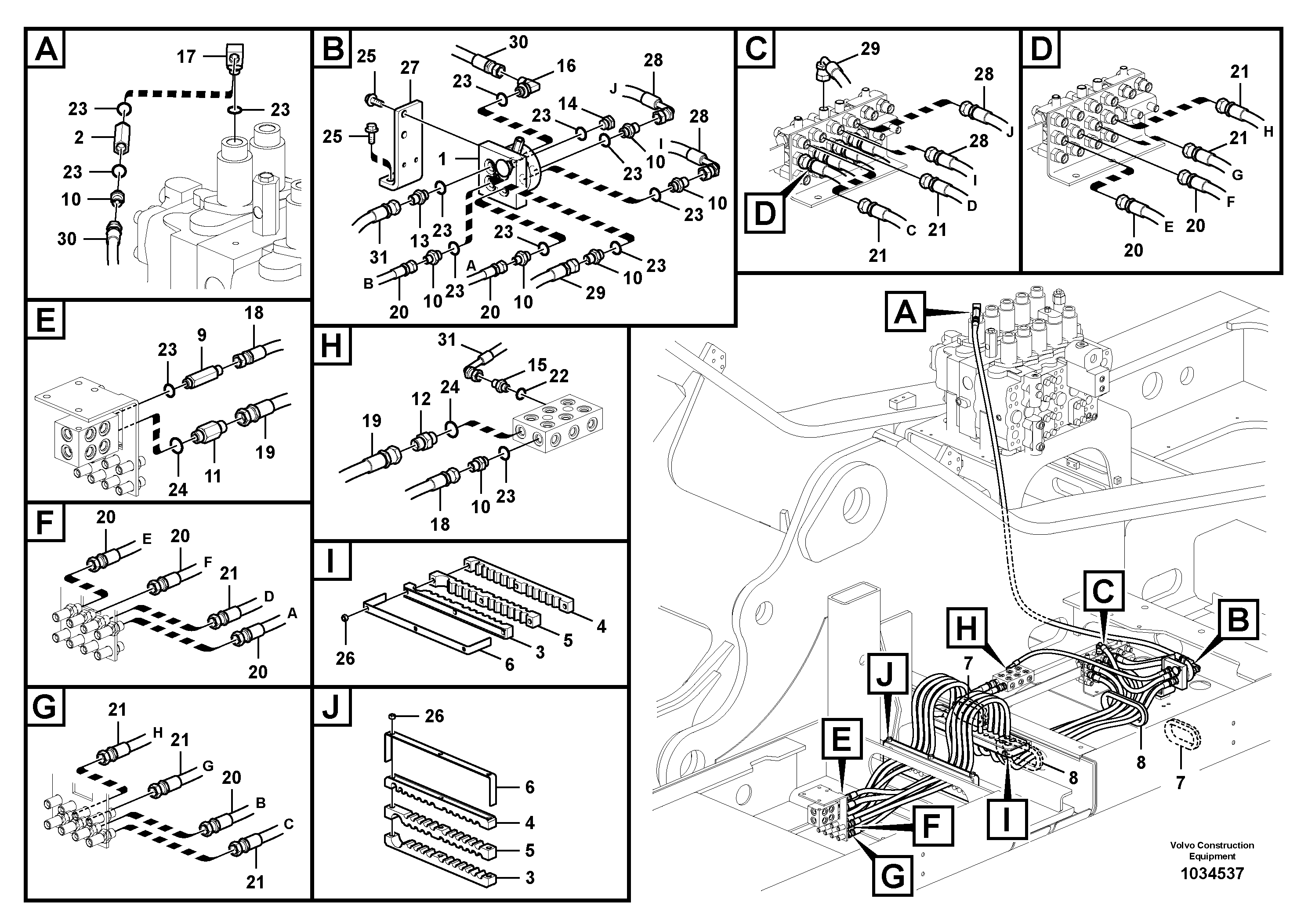 Схема запчастей Volvo EC700B - 54186 Servo system, control valve piping EC700BHR HIGH REACH DEMOLITION