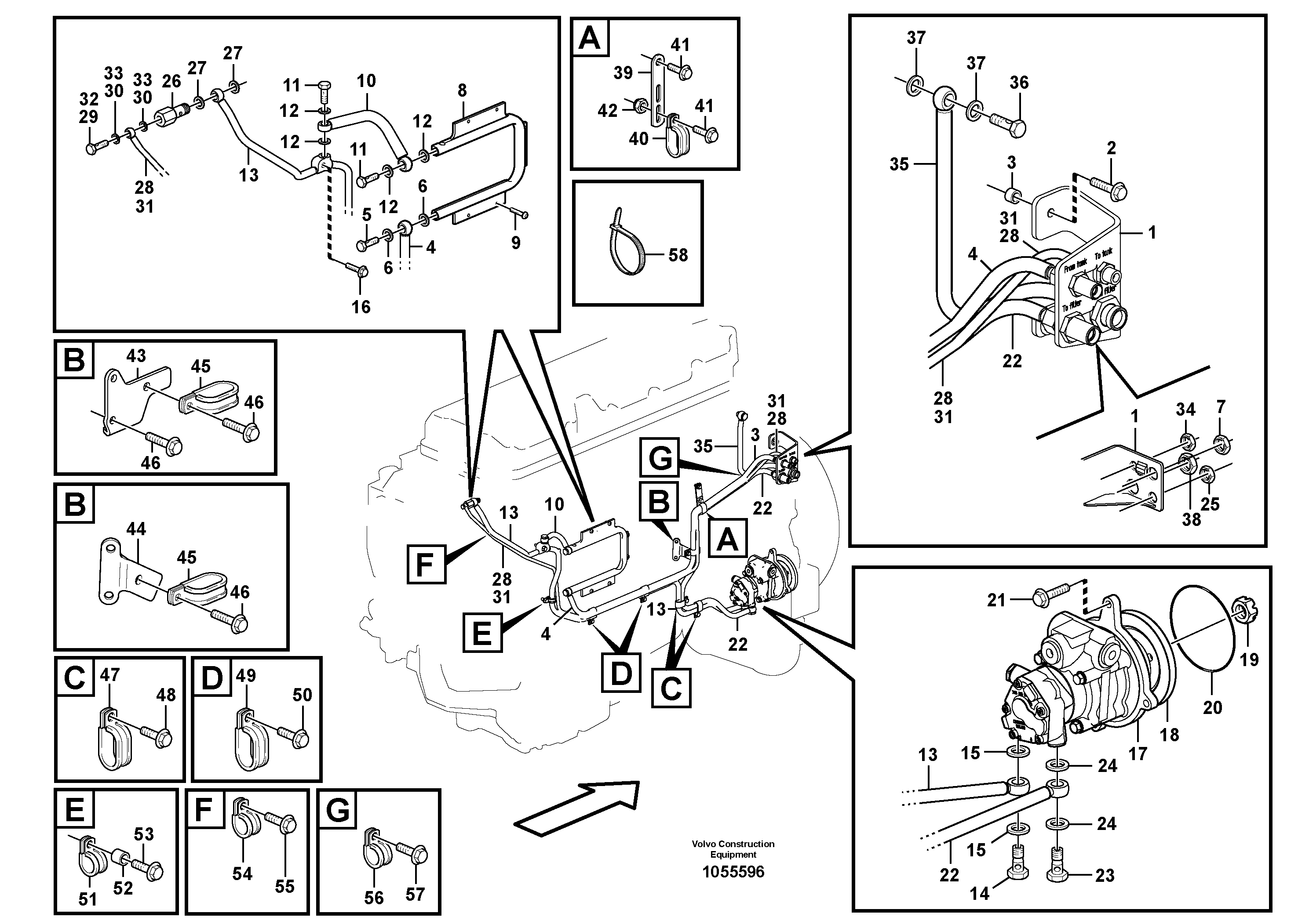 Схема запчастей Volvo EC700B - 85533 Fuel pipes, fuel pump EC700B