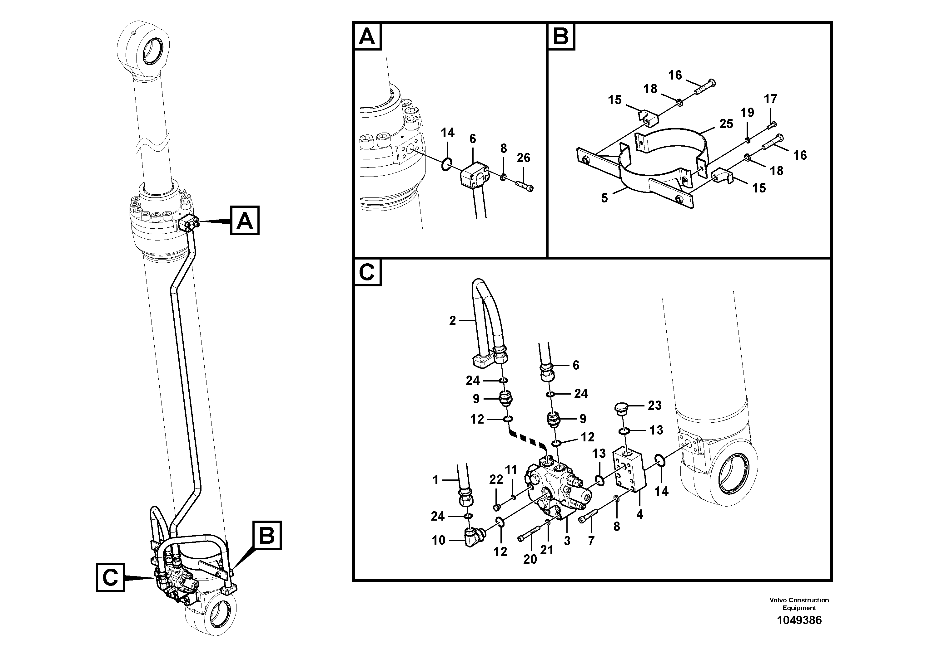 Схема запчастей Volvo EC700B - 46687 Working hydraulics, intermediate arm cylinder piping EC700BHR HIGH REACH DEMOLITION