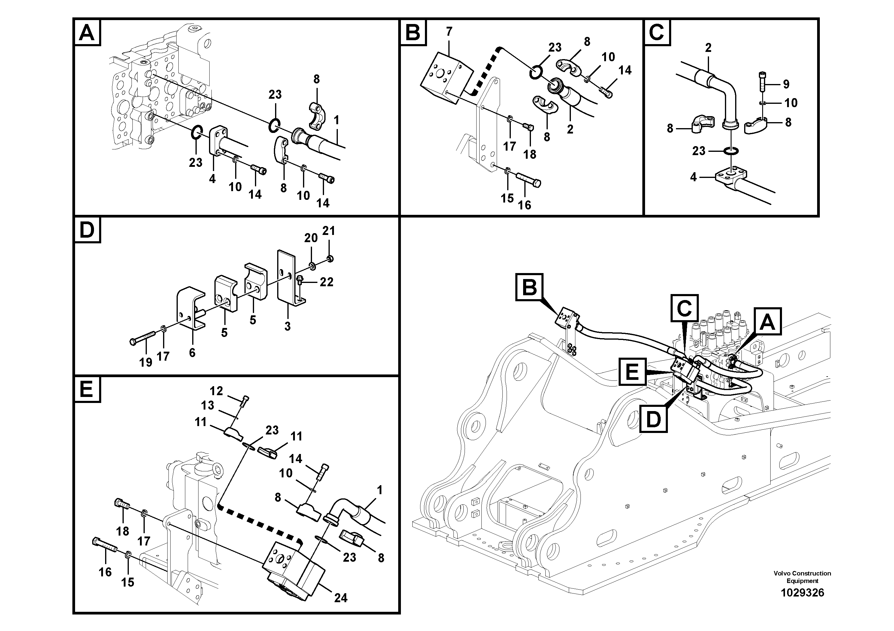 Схема запчастей Volvo EC700B - 53954 Working hydraulic, hammer and shear for upper EC700BHR HIGH REACH DEMOLITION