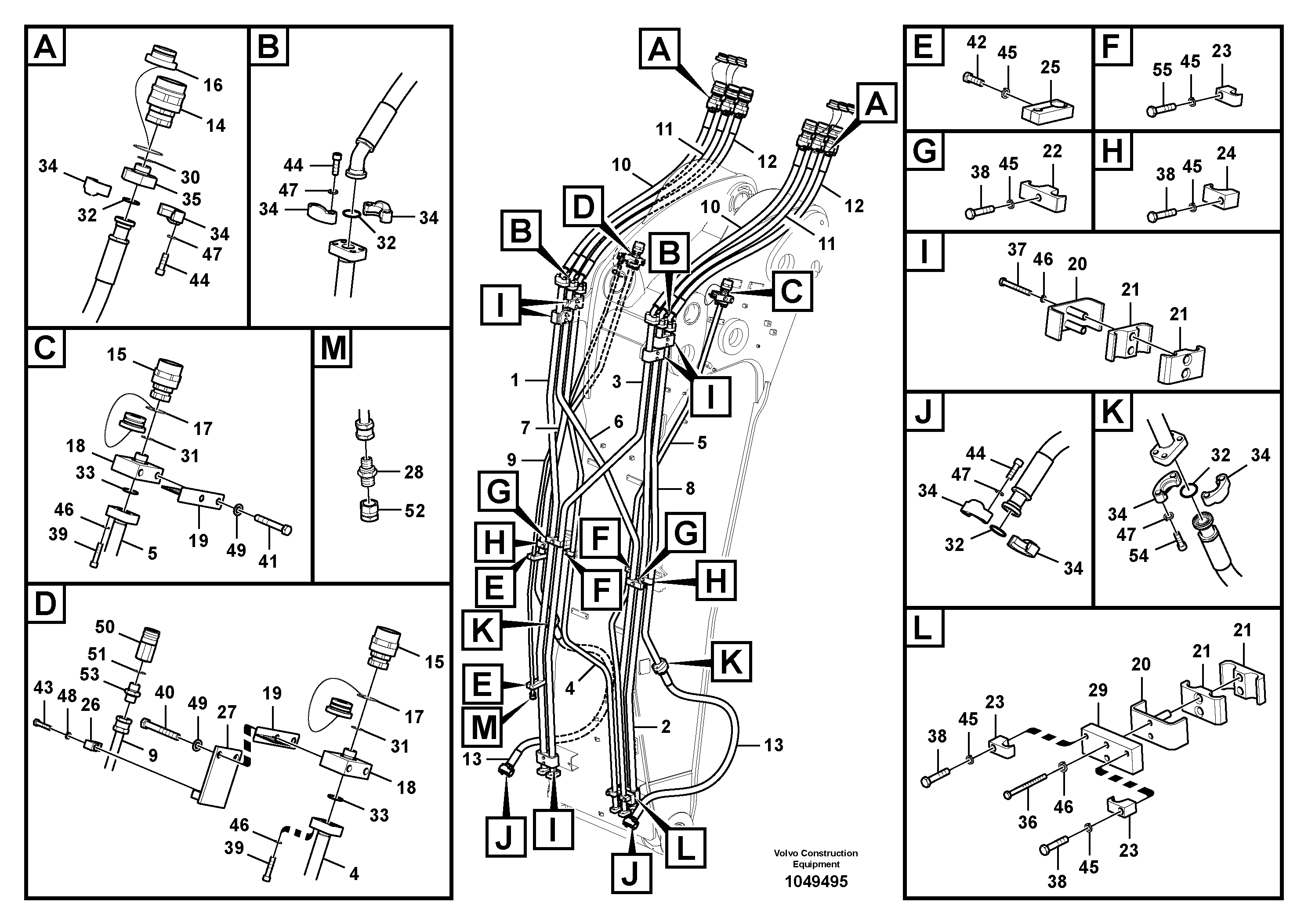 Схема запчастей Volvo EC700B - 83650 Working hydraulic, dipper arm cylinder on boom EC700BHR HIGH REACH DEMOLITION
