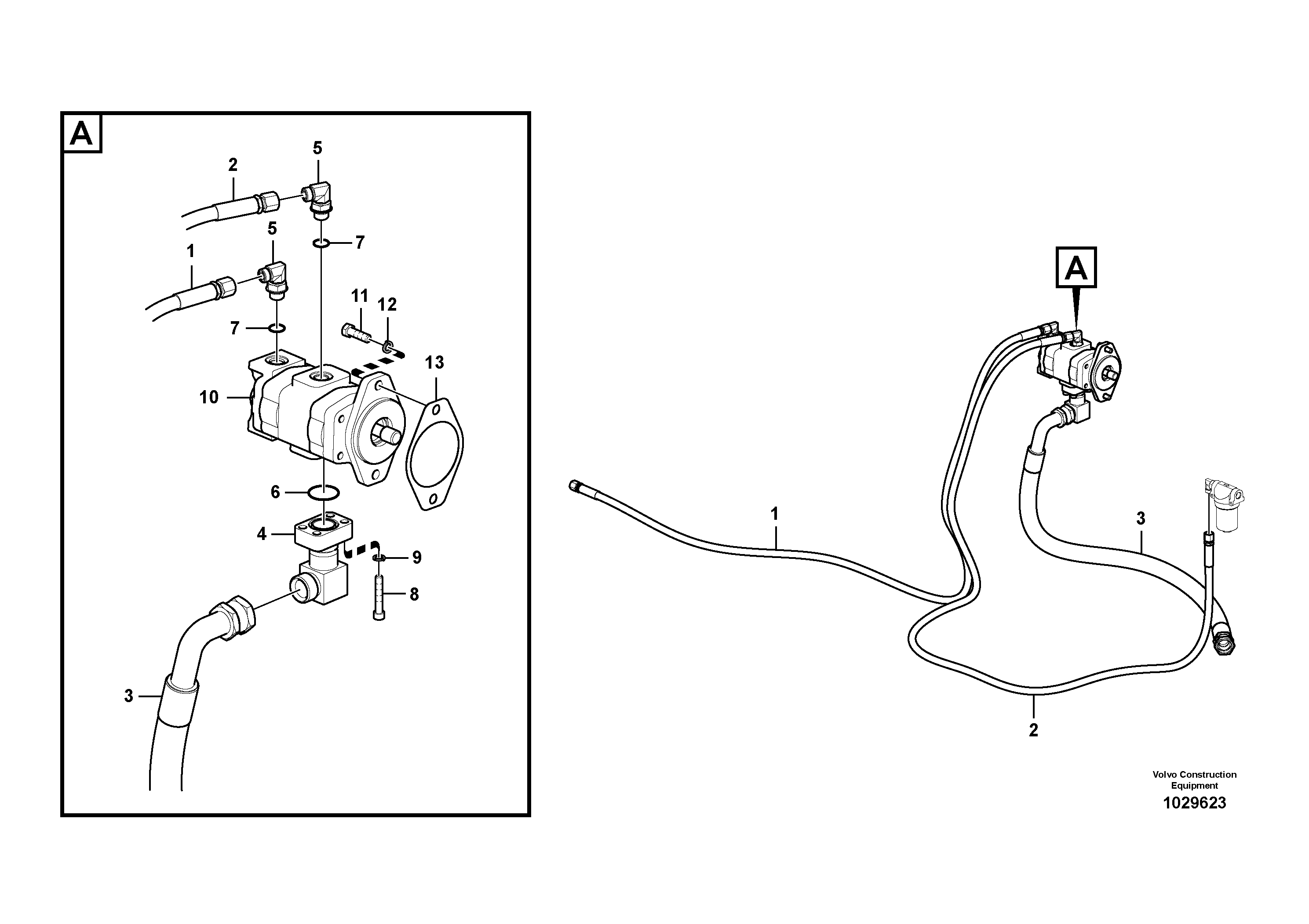 Схема запчастей Volvo EC700B - 54845 Гидравлика, установка насоса масляного охлаждения EC700BHR HIGH REACH DEMOLITION