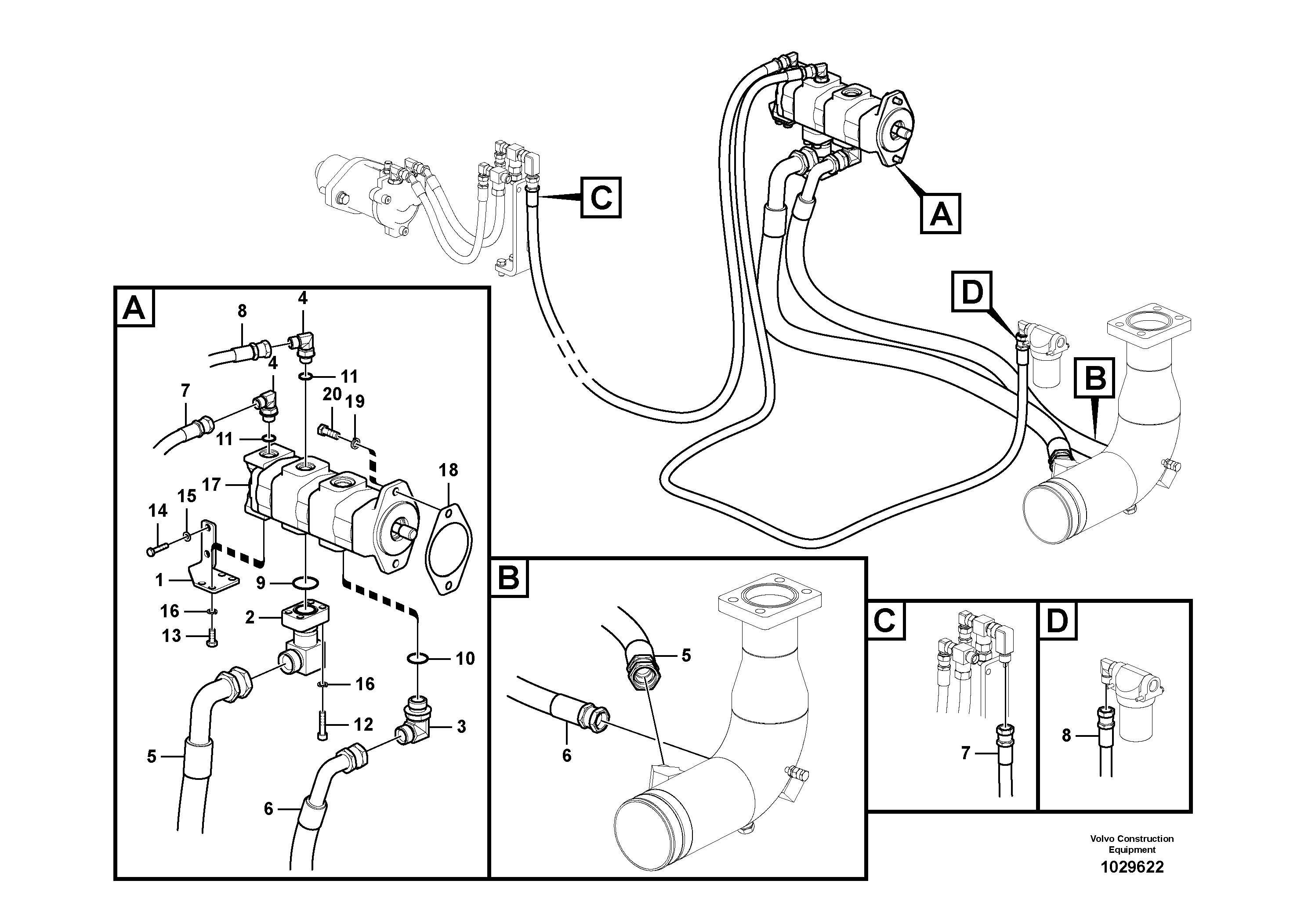 Схема запчастей Volvo EC700B - 56276 Working hydraulic, slope and rotator on upper frame EC700BHR HIGH REACH DEMOLITION