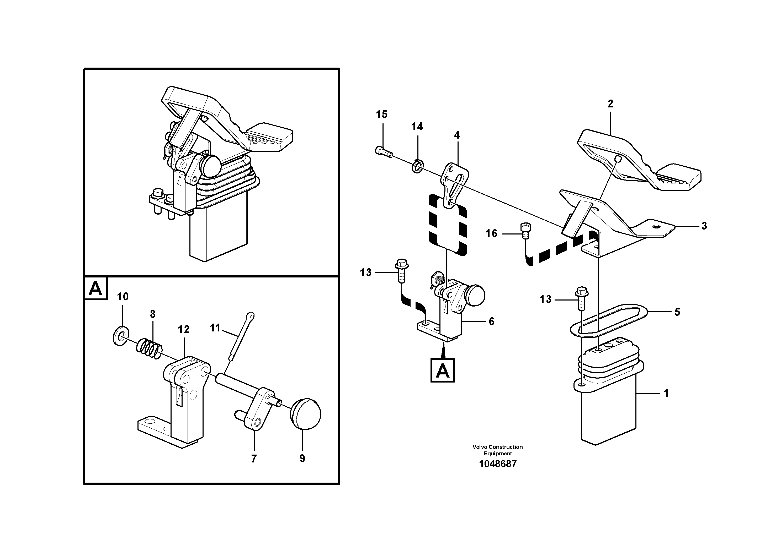 Схема запчастей Volvo EC210C - 93001 Working hydraulic, remote control valve pedal for hammer and shear EC210C
