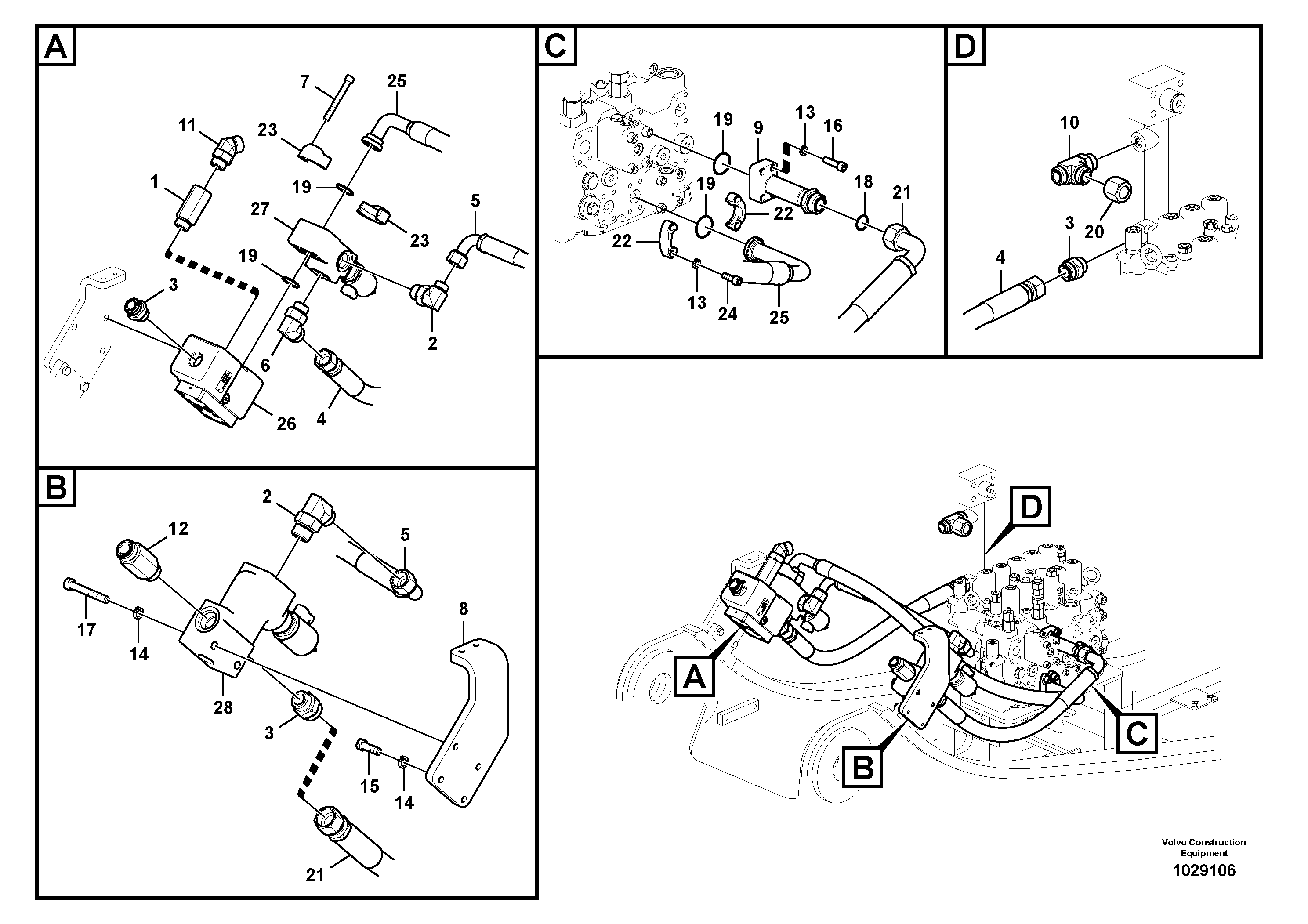 Схема запчастей Volvo EC210C - 24807 Working hydraulic, hammer and shear for upper EC210C