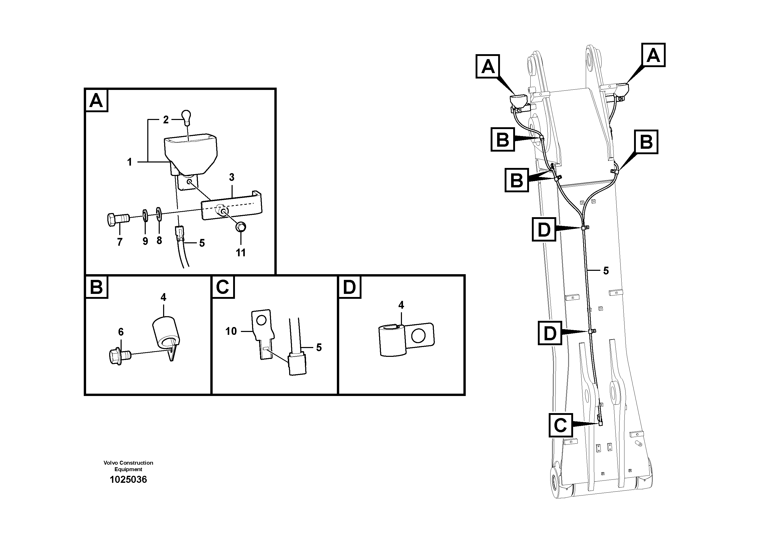 Схема запчастей Volvo EC210C - 5542 Working lamp on boom EC210C