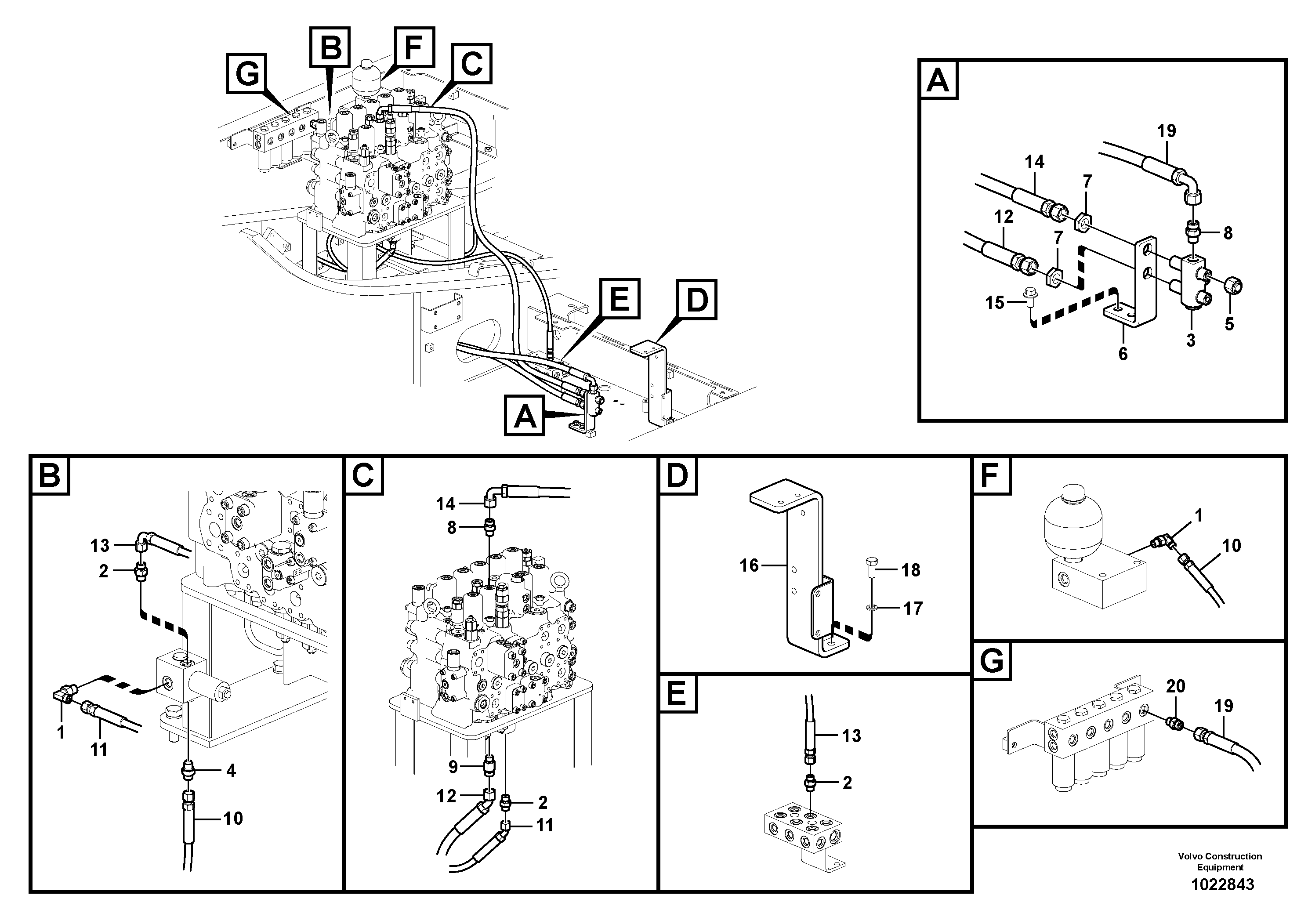 Схема запчастей Volvo EC210C - 41188 Working hydraulic, hammer and shear for 1st pump flow EC210C