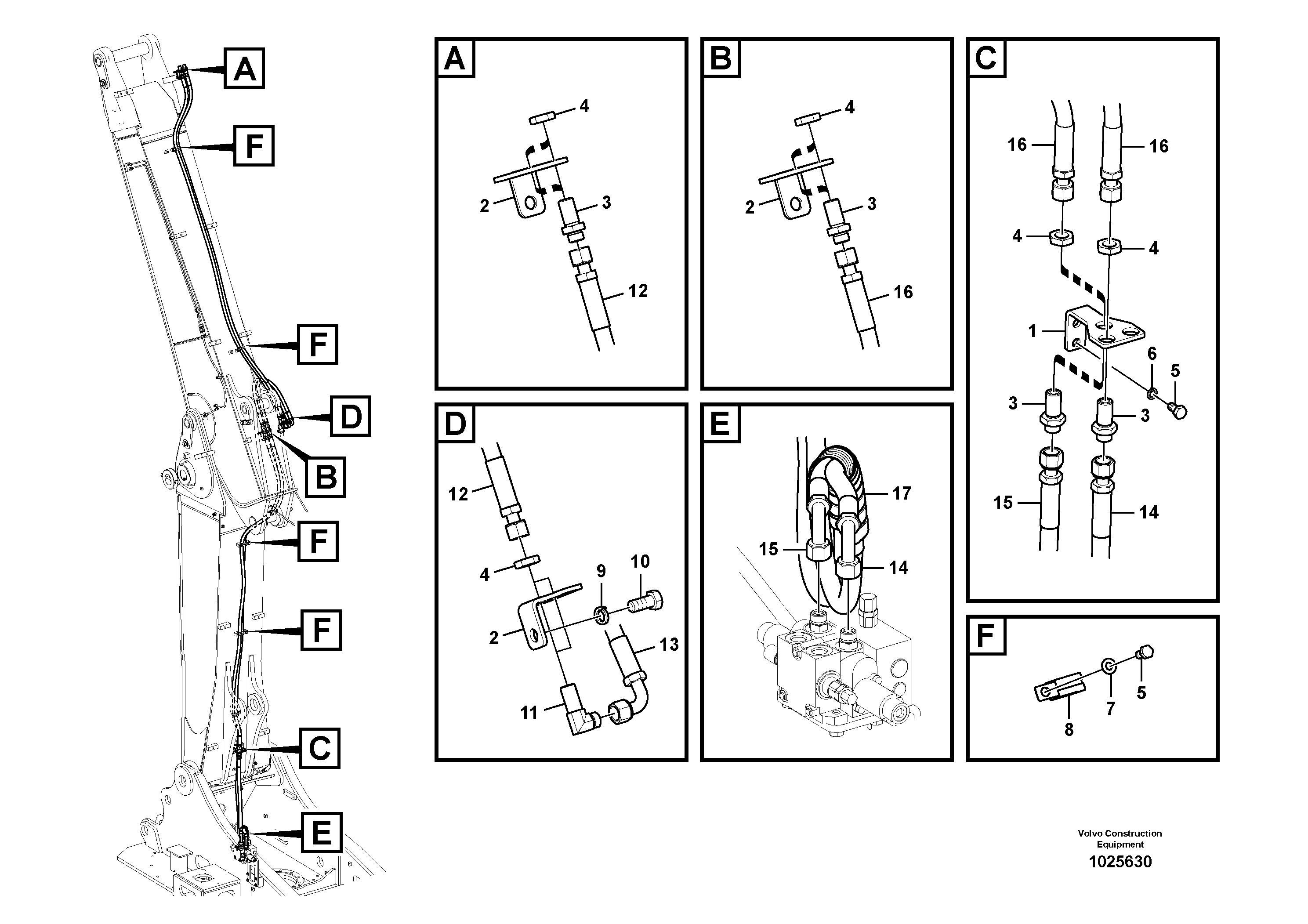 Схема запчастей Volvo EC210C - 50599 Working hydraulic, slope and rotator on adjustable boom EC210C