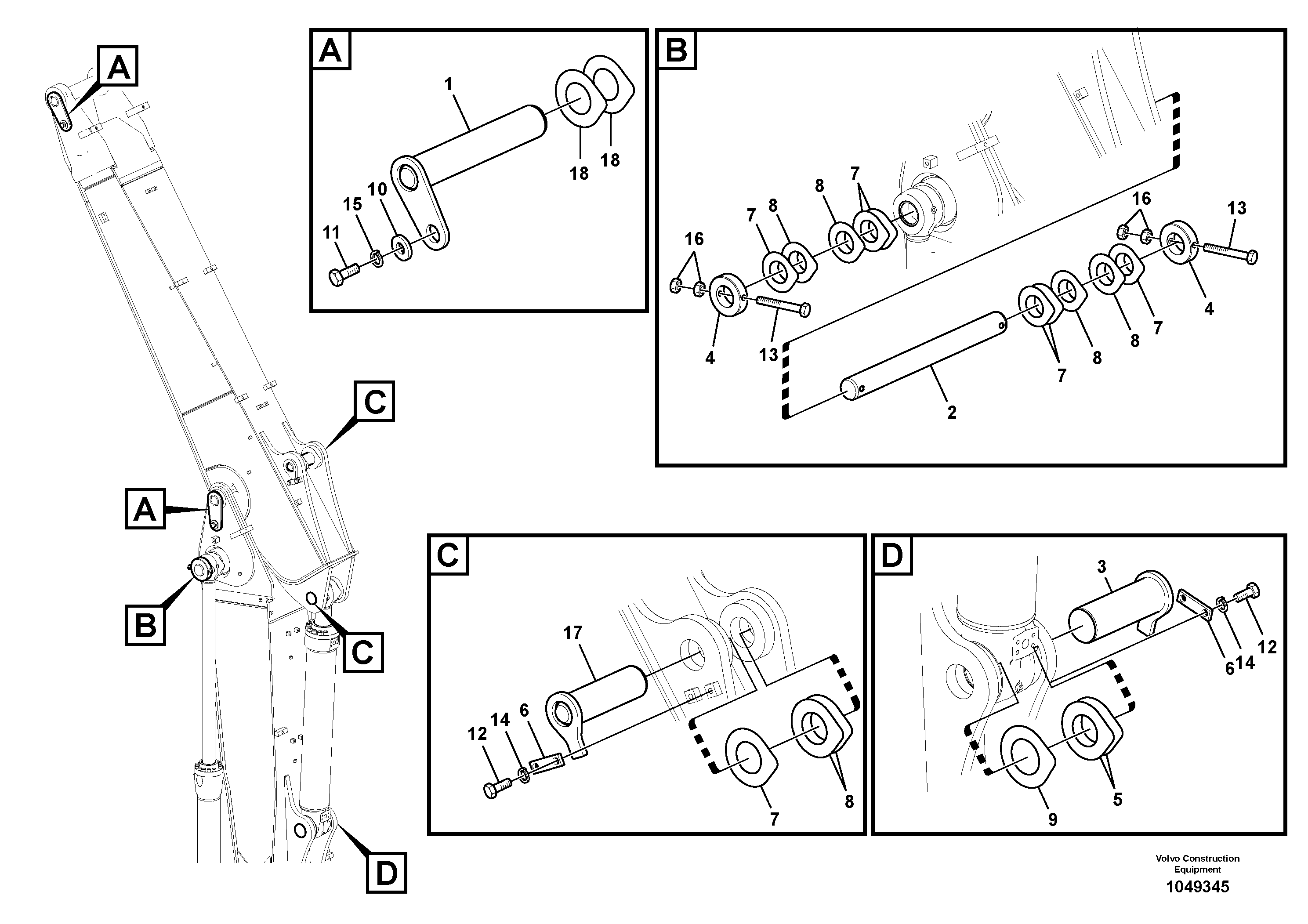 Схема запчастей Volvo EC210C - 57340 Links to boom, adjustable EC210C
