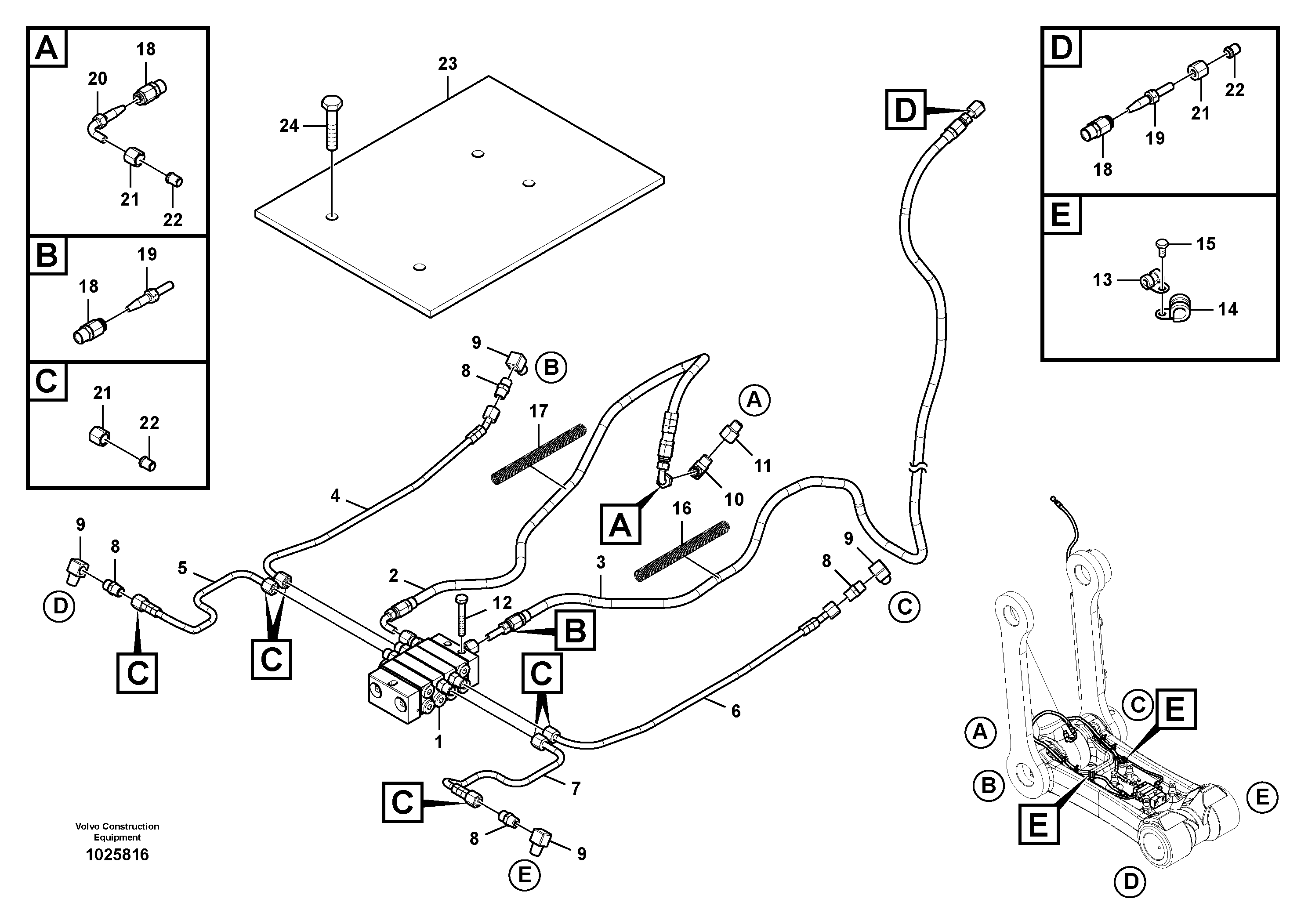 Схема запчастей Volvo EC210C - 55883 Automatic lubrication system, bucket link EC210C