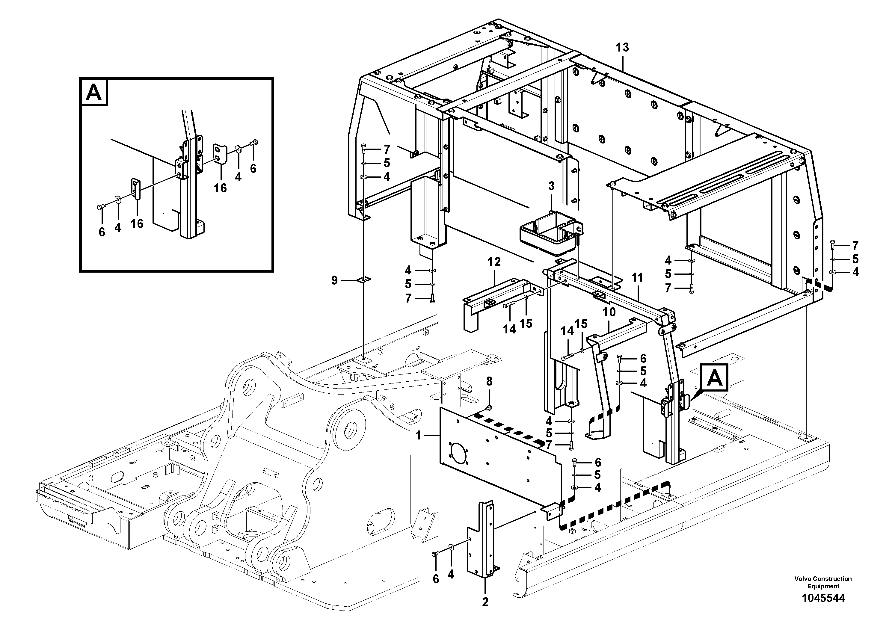 Схема запчастей Volvo EC210C - 69941 Cowl frame EC210C