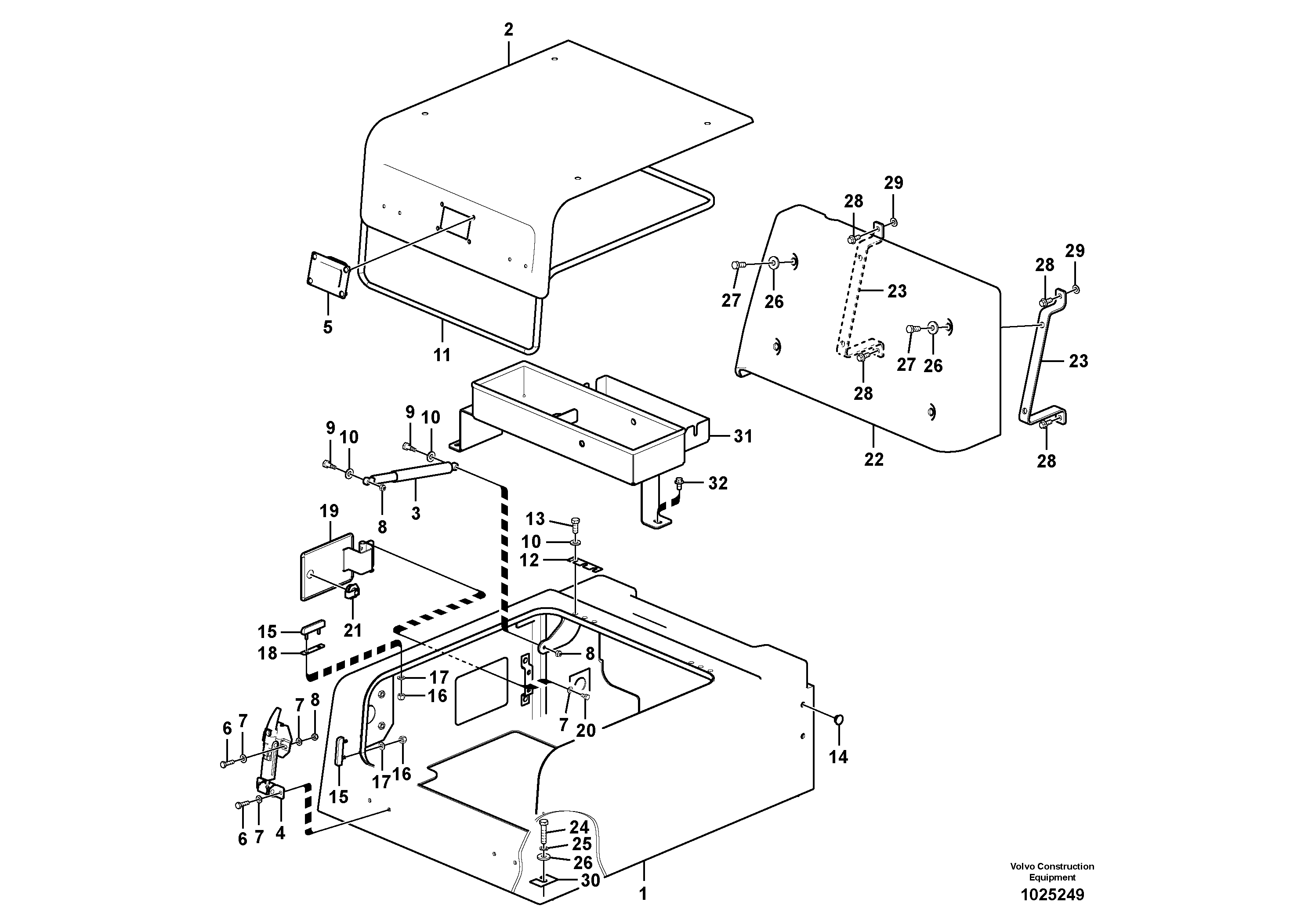 Схема запчастей Volvo EC210C - 46665 Tool box, cowl EC210C