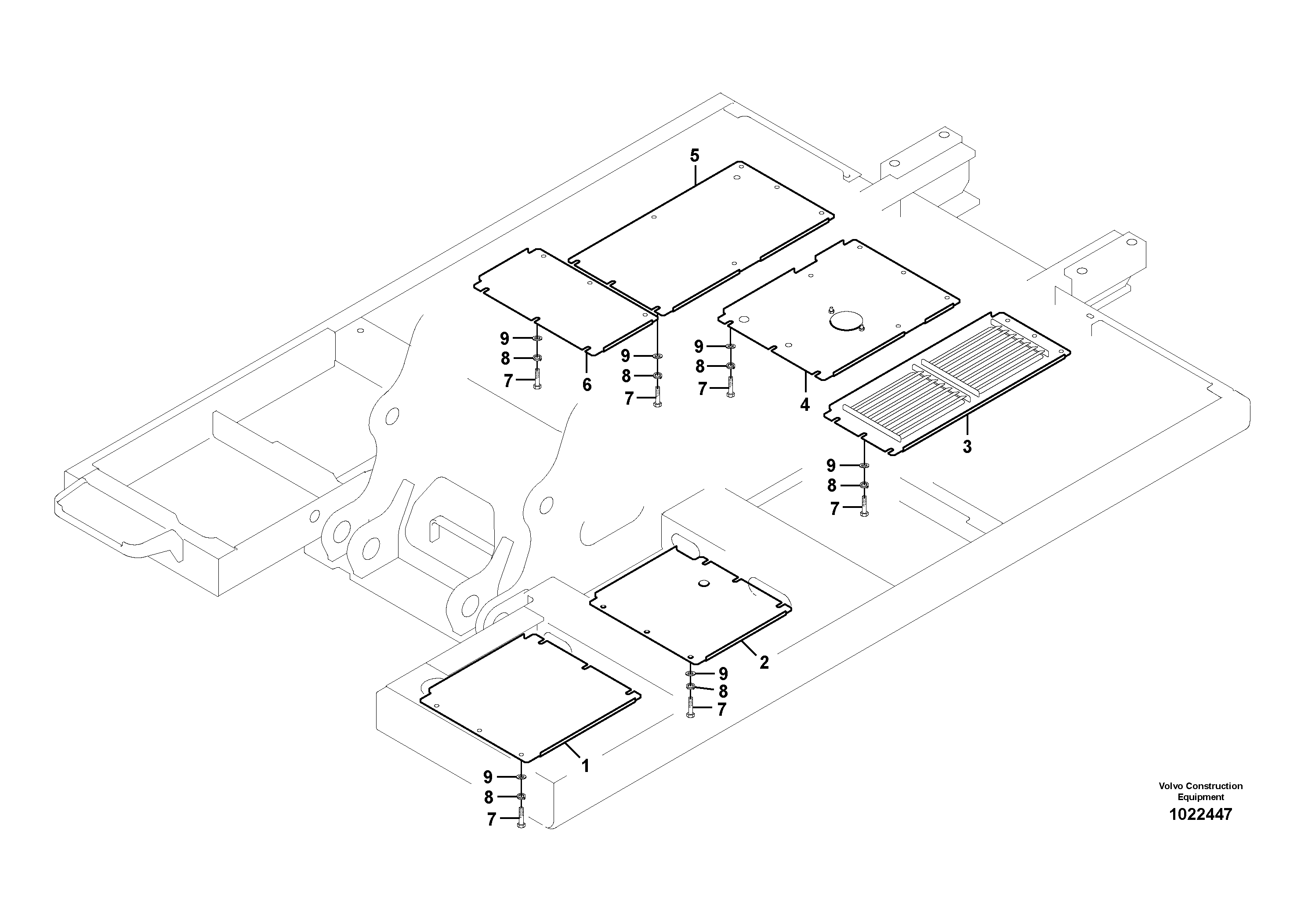 Схема запчастей Volvo EC210C - 4725 Hatches under engine, hydr.pumps, cooler, m.valve and fuel tank EC210C