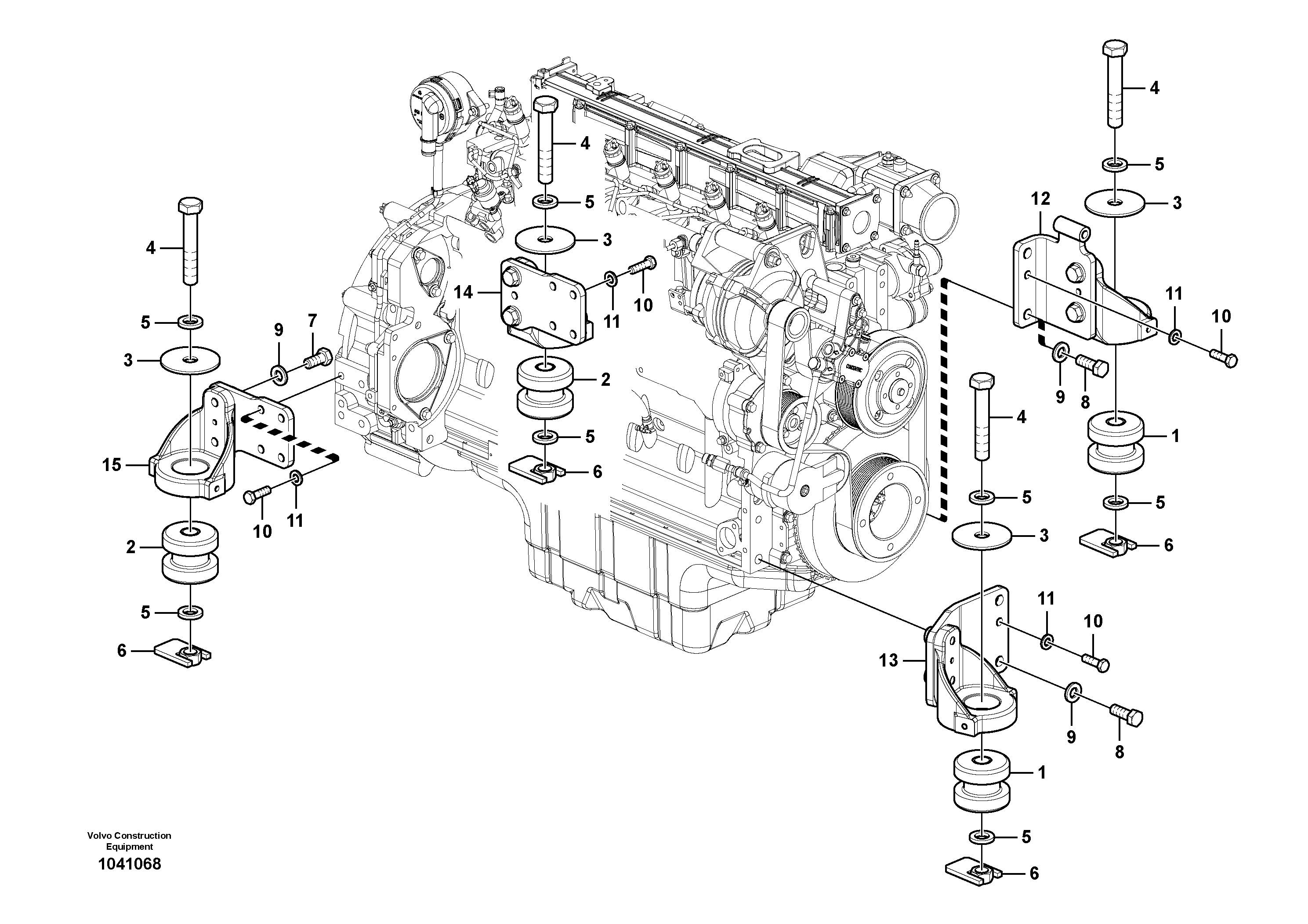 Схема запчастей Volvo EC210C - 73112 Установка двигателя EC210C