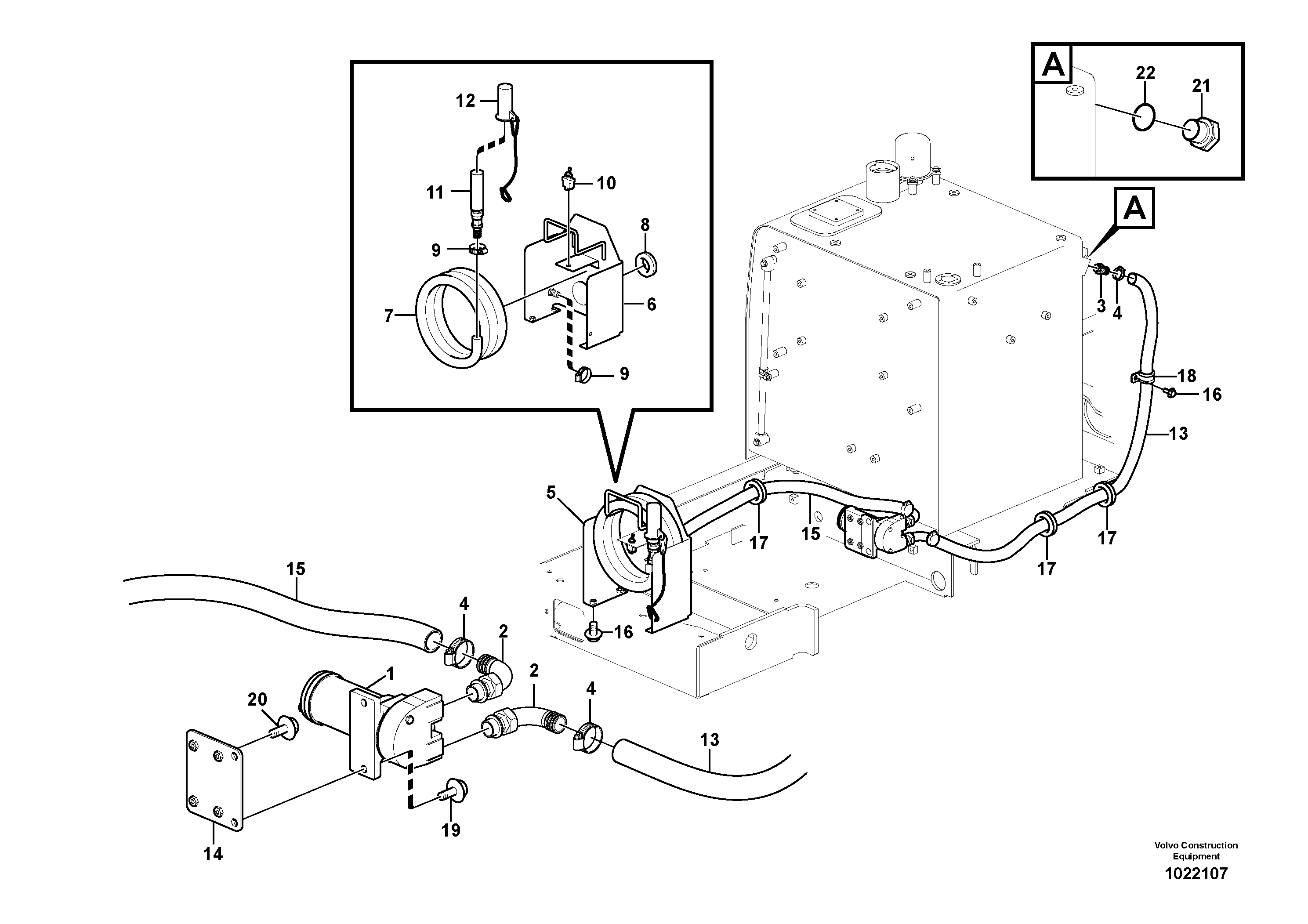 Схема запчастей Volvo EC210C - 45728 Fuel filling pump with assembling details EC210C