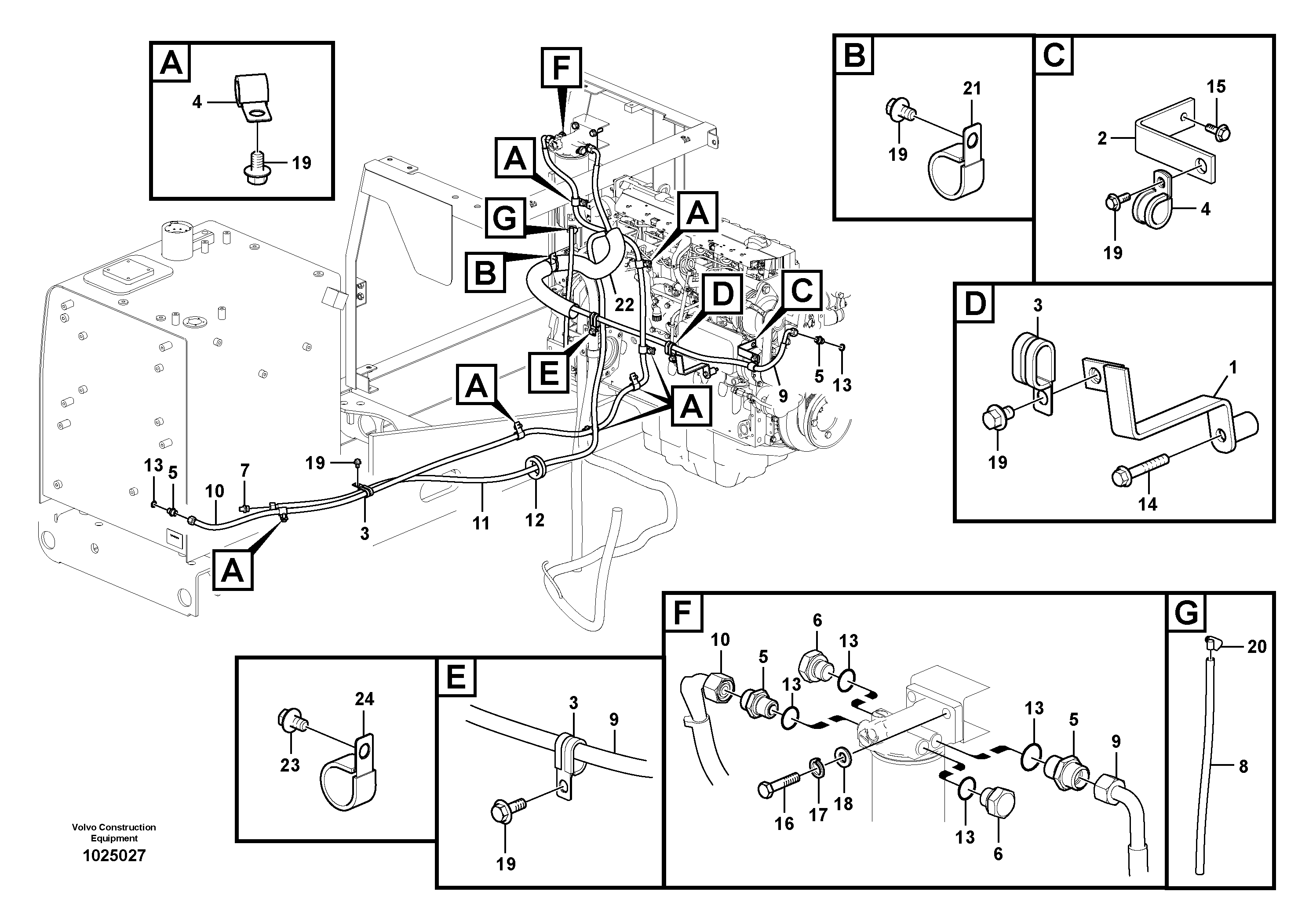 Схема запчастей Volvo EC210C - 53659 Fuel pipe - Fuel tank EC210C