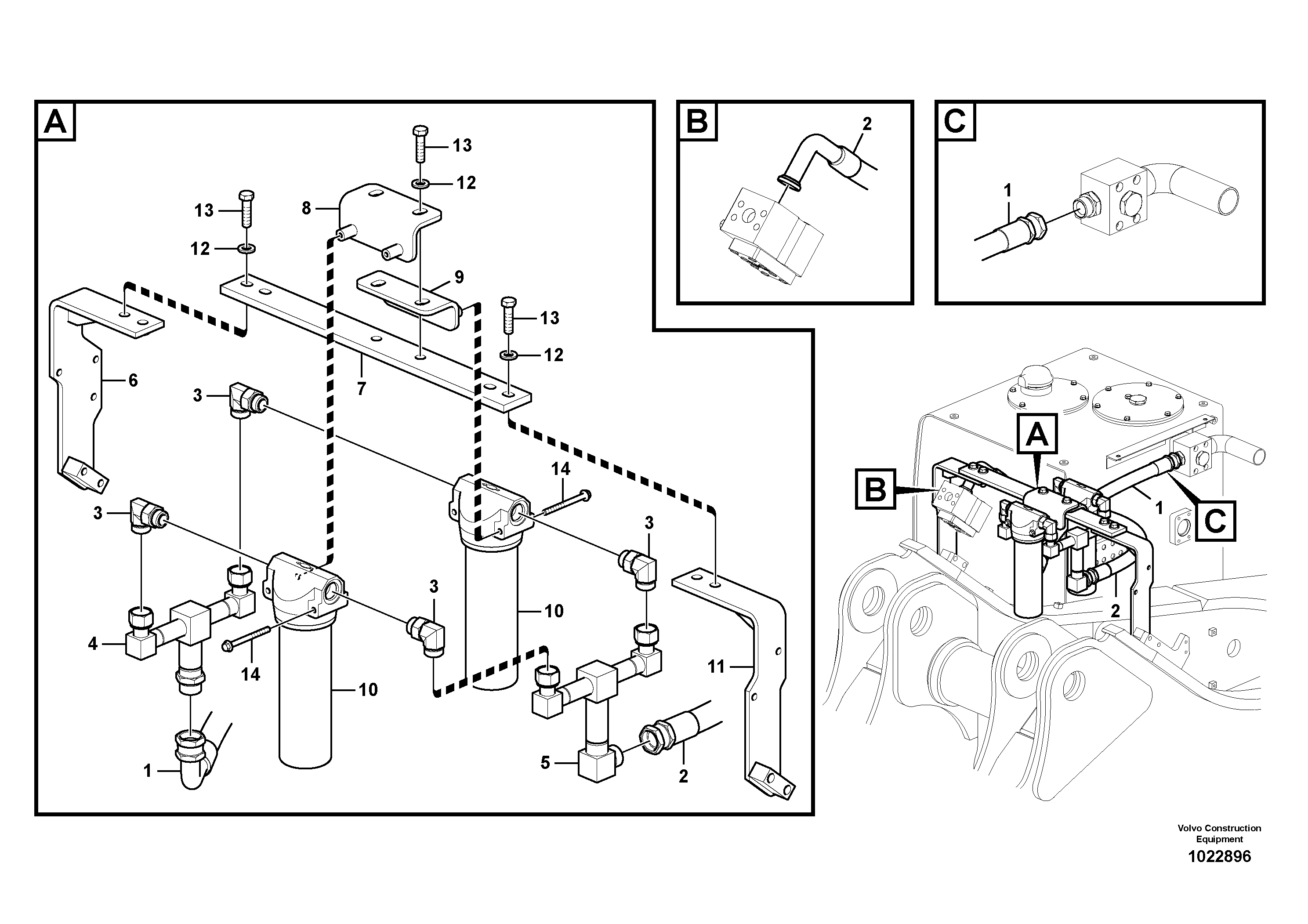 Схема запчастей Volvo EC460C - 19692 Working hydraulic, hammer and shear for return filter EC460C