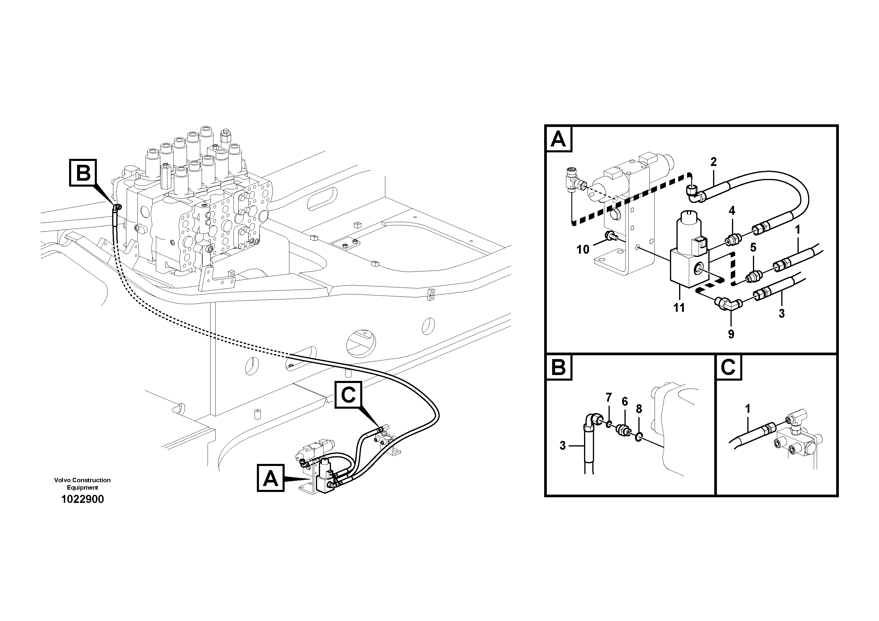 Схема запчастей Volvo EC460C - 19698 Working hydraulic, hammer and shear for 2nd pump flow EC460C