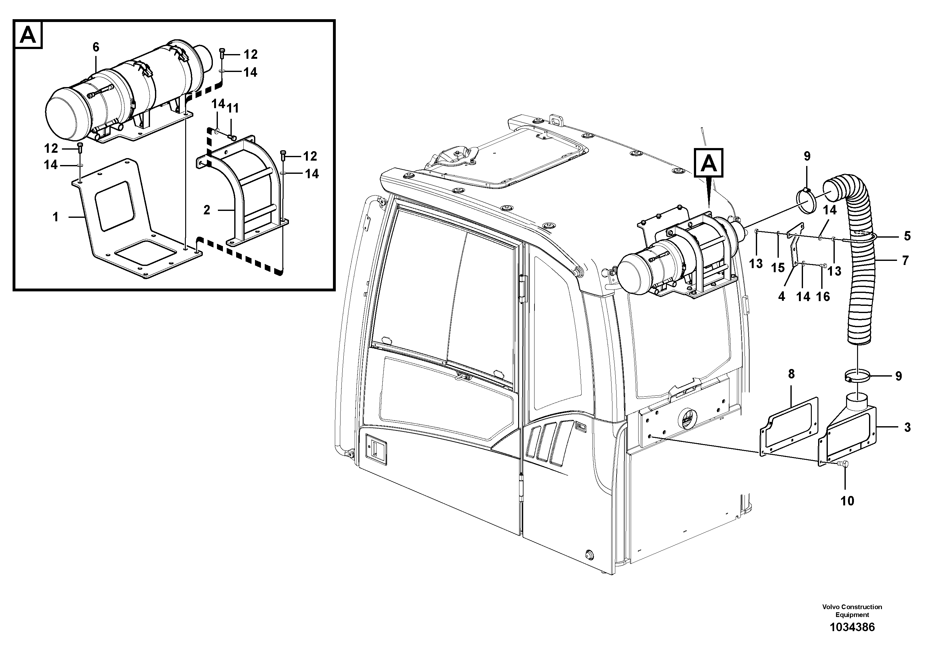 Схема запчастей Volvo EC460C - 62890 Air filter, mounting EC460C