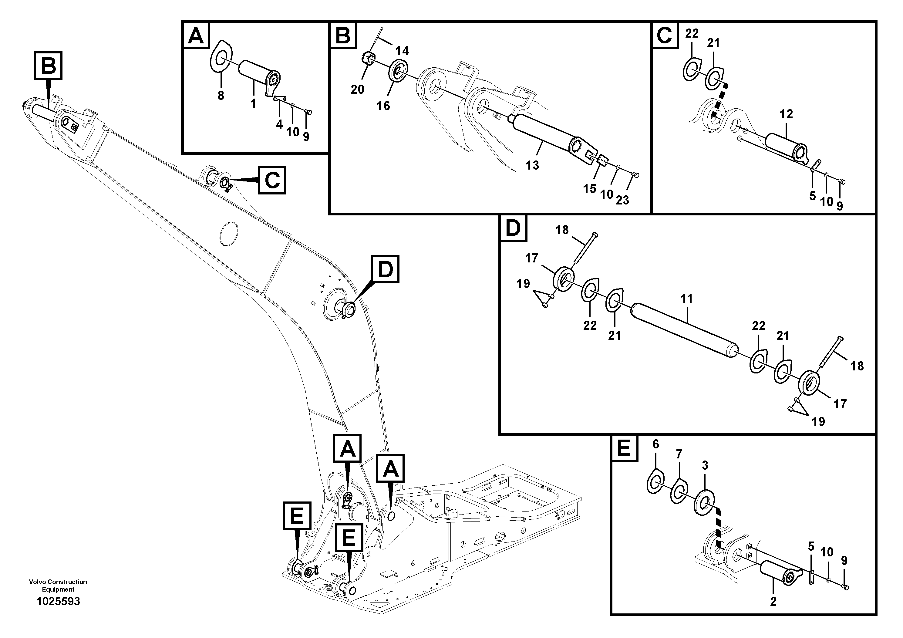 Схема запчастей Volvo EC460C - 12823 Links to boom, long reach EC460C