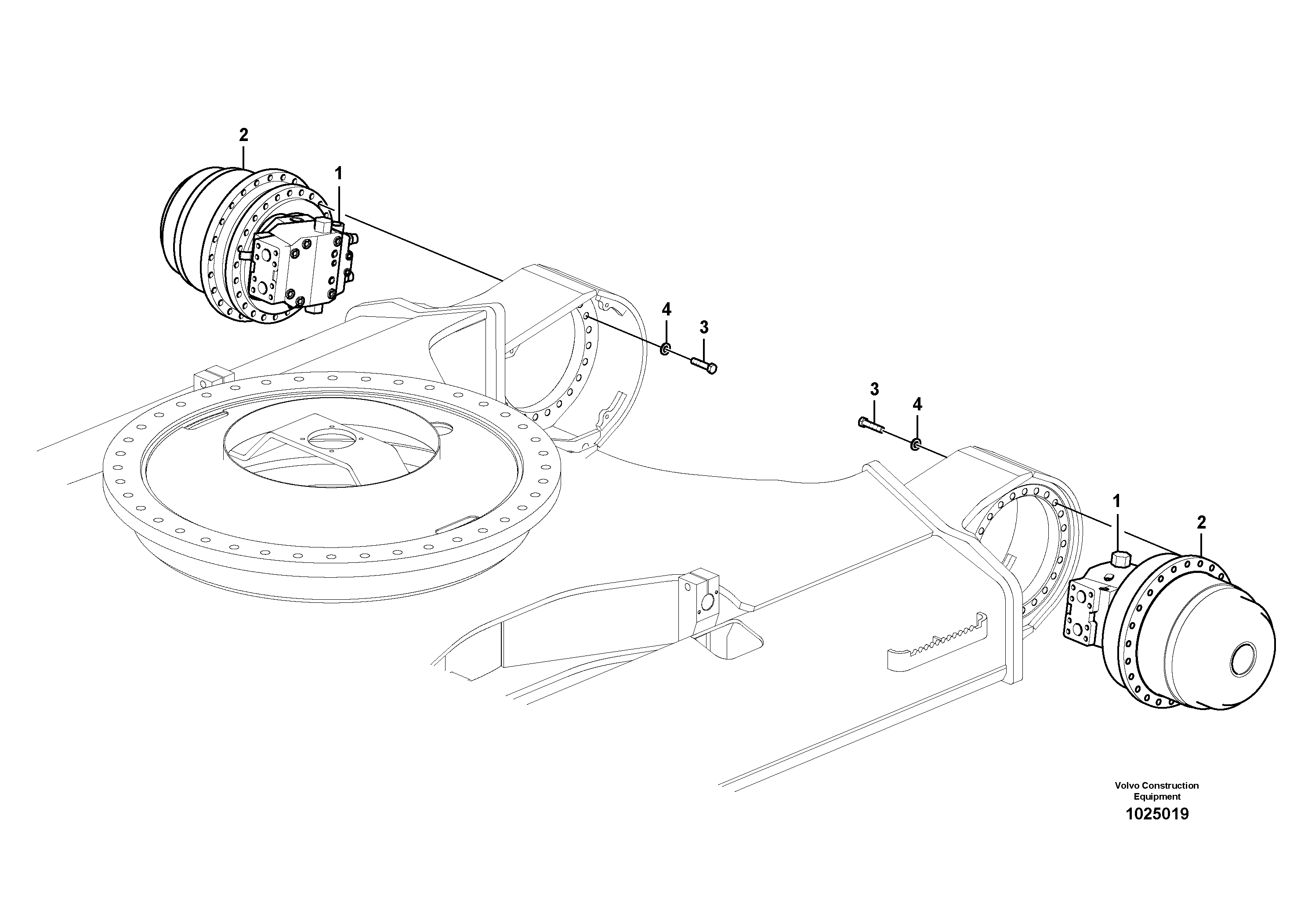 Схема запчастей Volvo EC460C - 9190 Travel motor with mounting parts EC460C