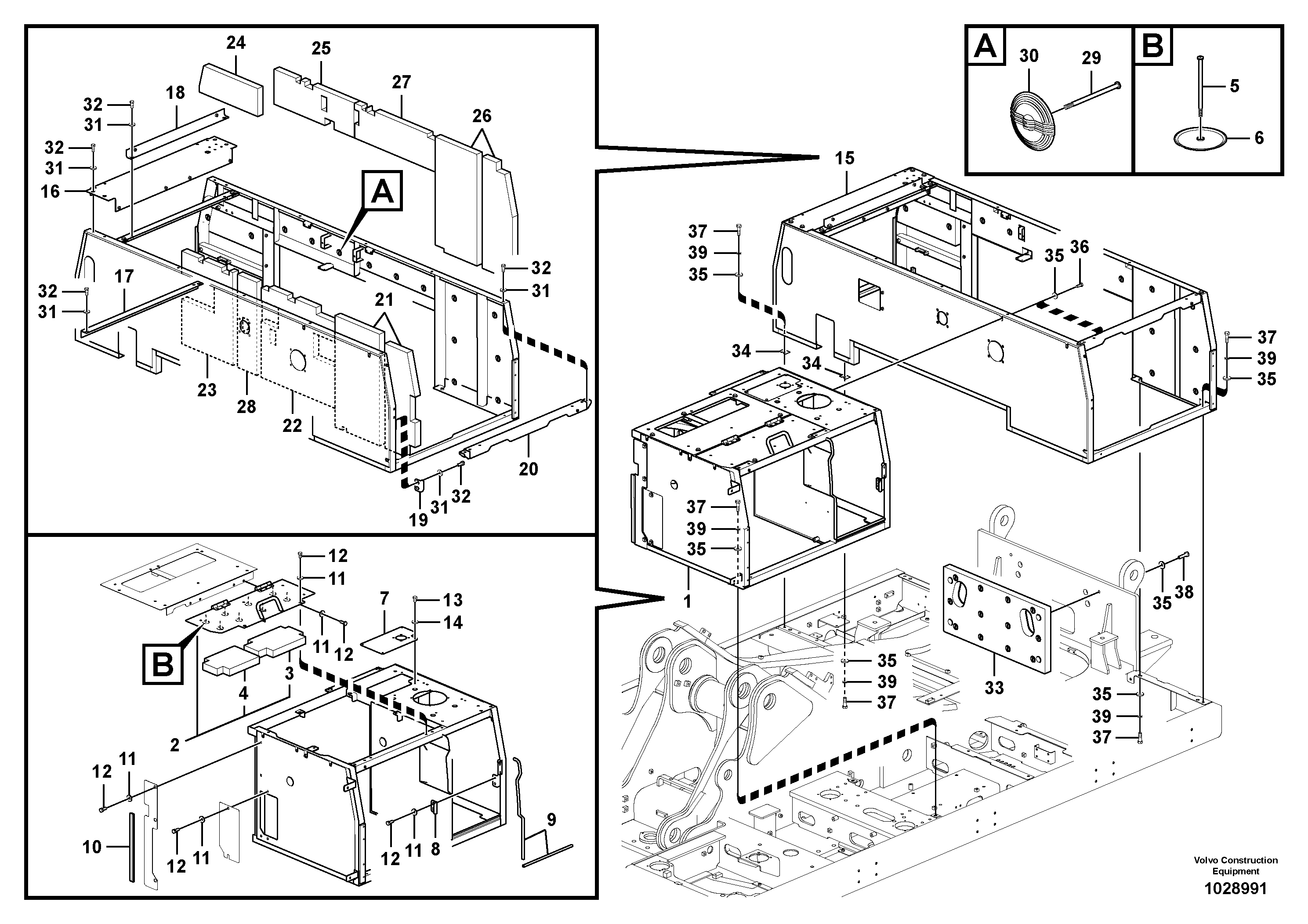 Схема запчастей Volvo EC460C - 65424 Cowl frame EC460C