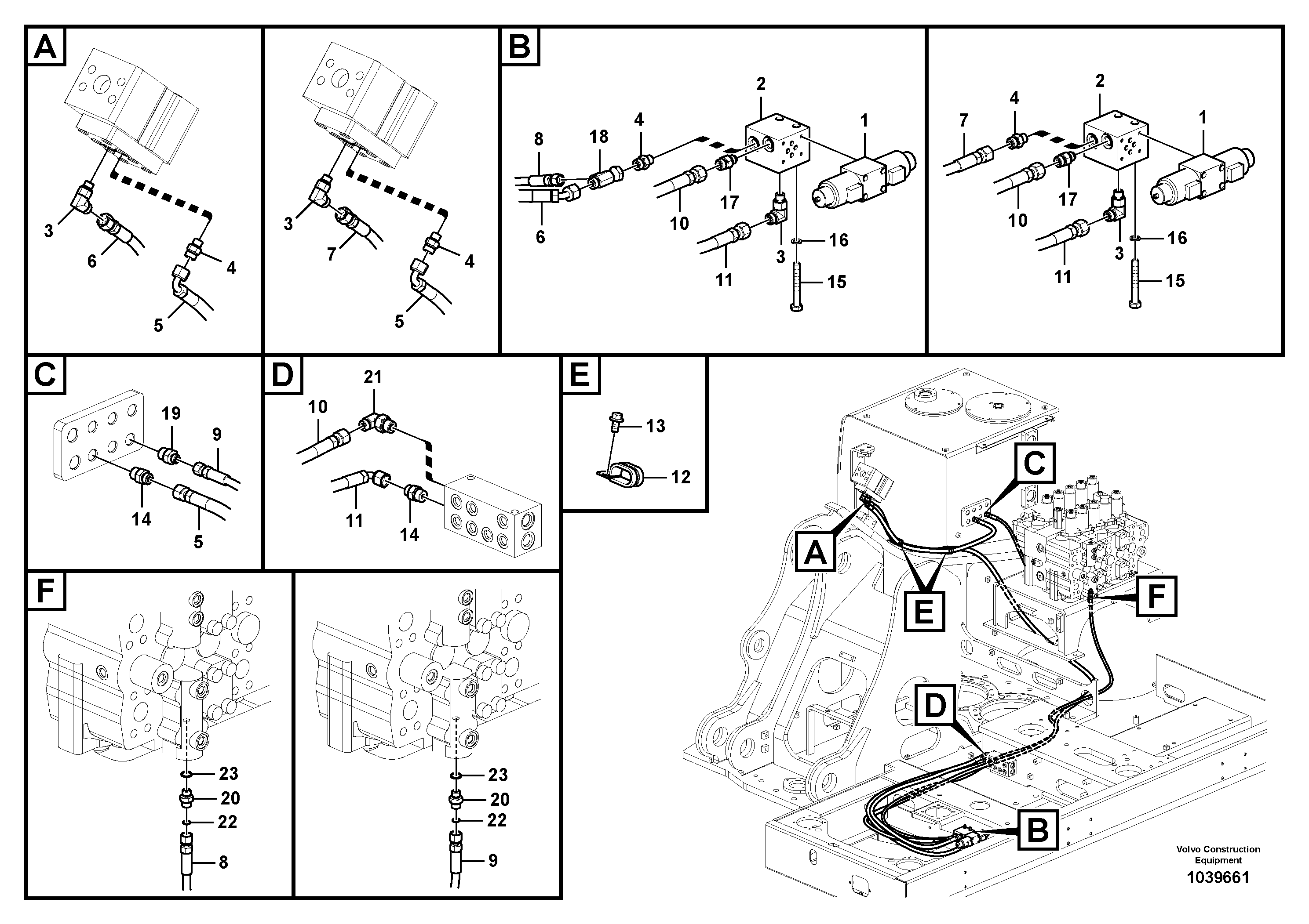 Схема запчастей Volvo EC460C - 57439 Working hydraulic, hammer and shear for 1st pump flow EC460C S/N 115001-