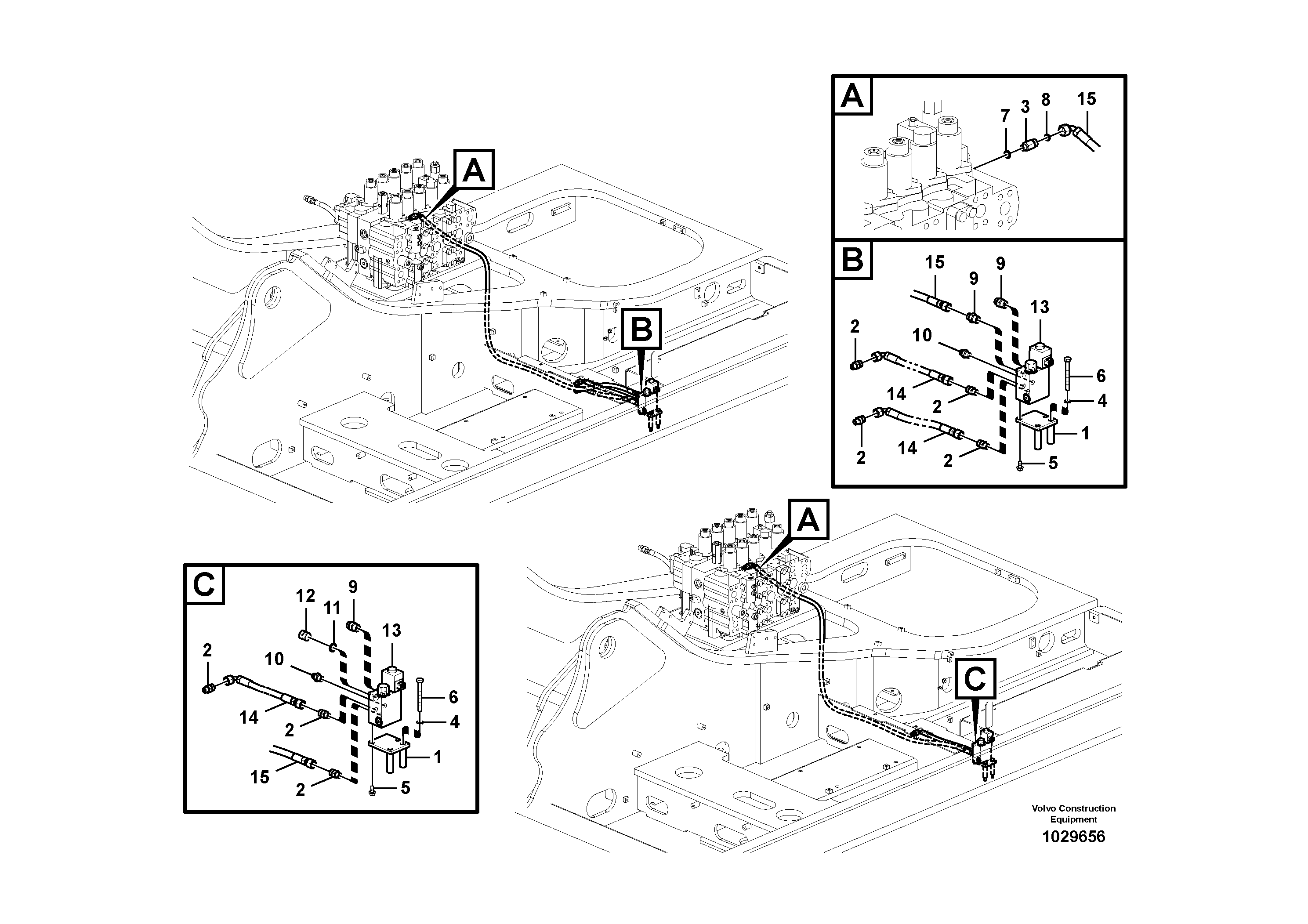 Схема запчастей Volvo EC460C - 37163 Working hydraulic, quick fit on upper frame EC460C S/N 115001-