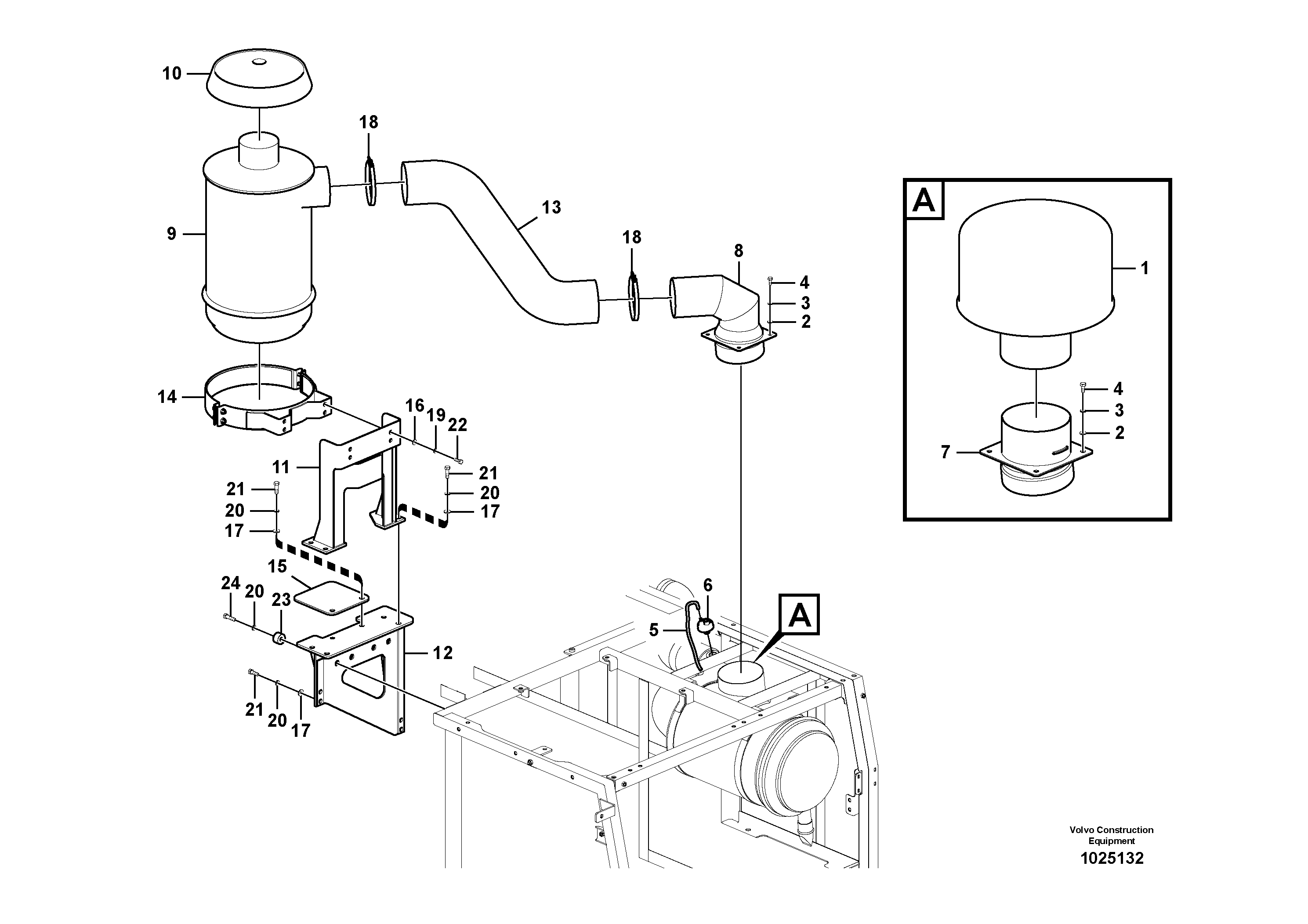 Схема запчастей Volvo EC460C - 89219 Система впуска EC460C S/N 115001-