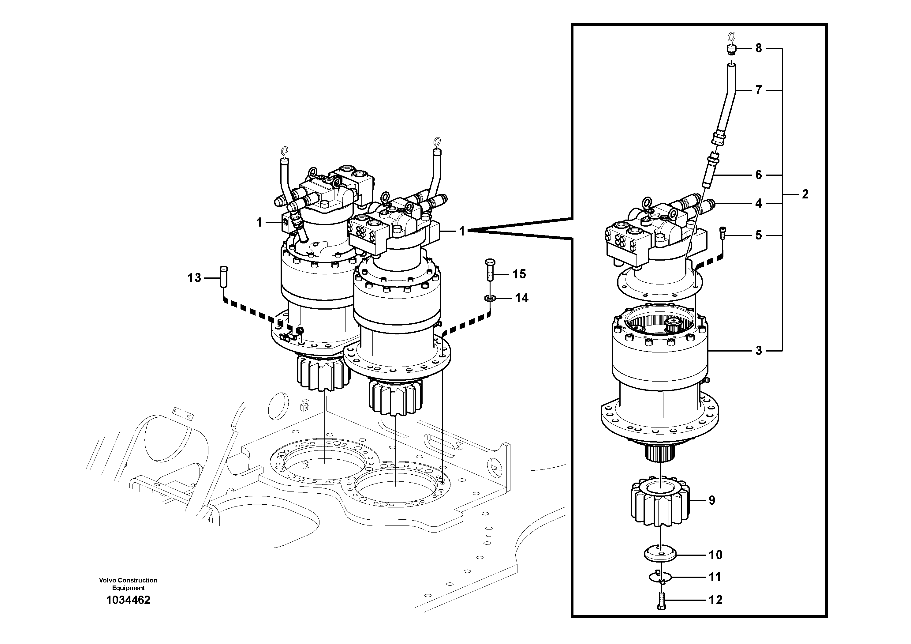 Схема запчастей Volvo EC460C - 29827 Swing motor with mounting parts EC460C S/N 115001-