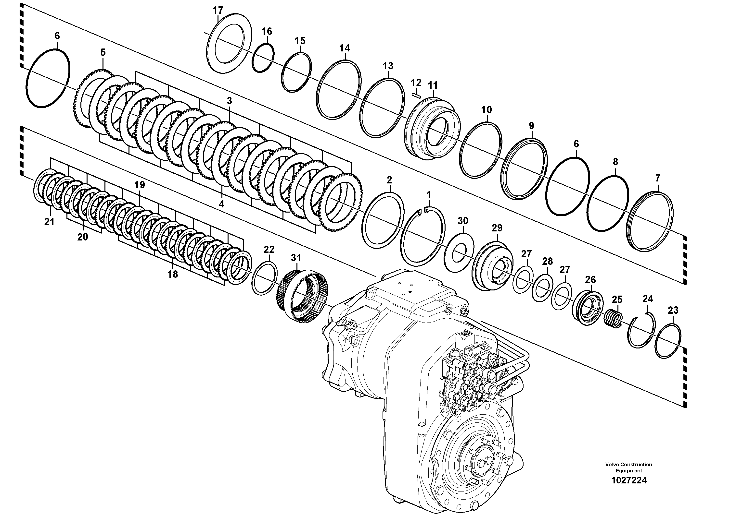 Схема запчастей Volvo EW140C - 49677 Transfer case, hydraulic coupling EW140C