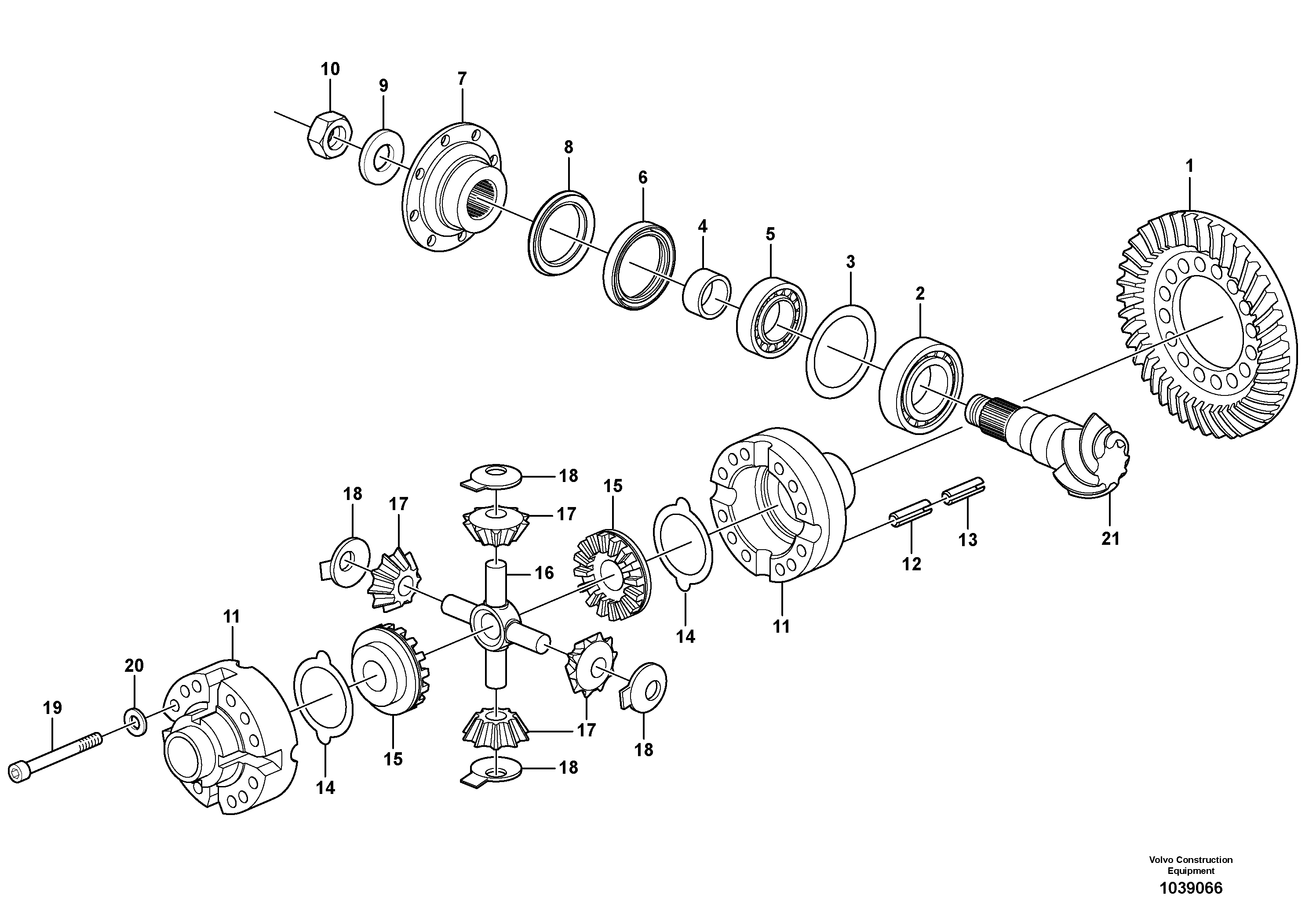 Схема запчастей Volvo EW140C - 52070 Дифференциал переднего моста EW140C
