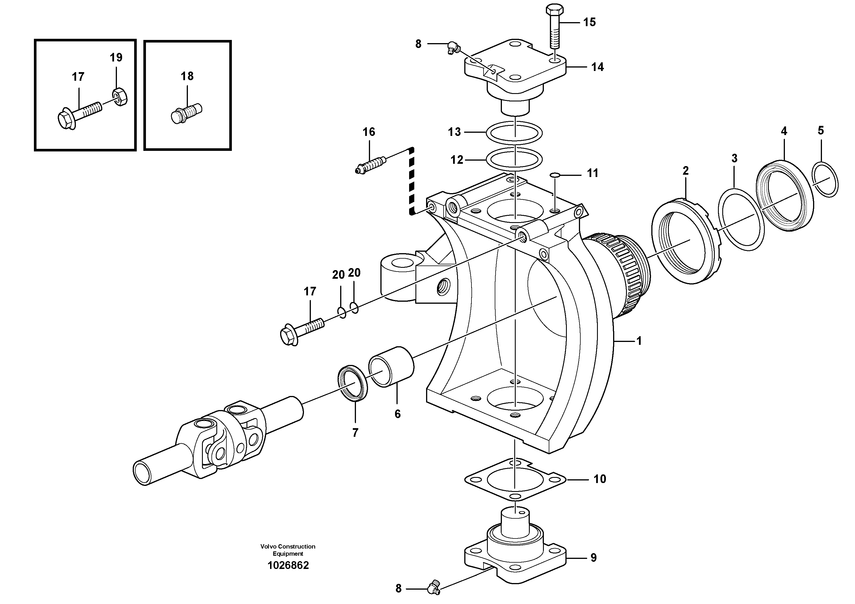 Схема запчастей Volvo EW140C - 52071 Front axle, Knuckle ret EW140C