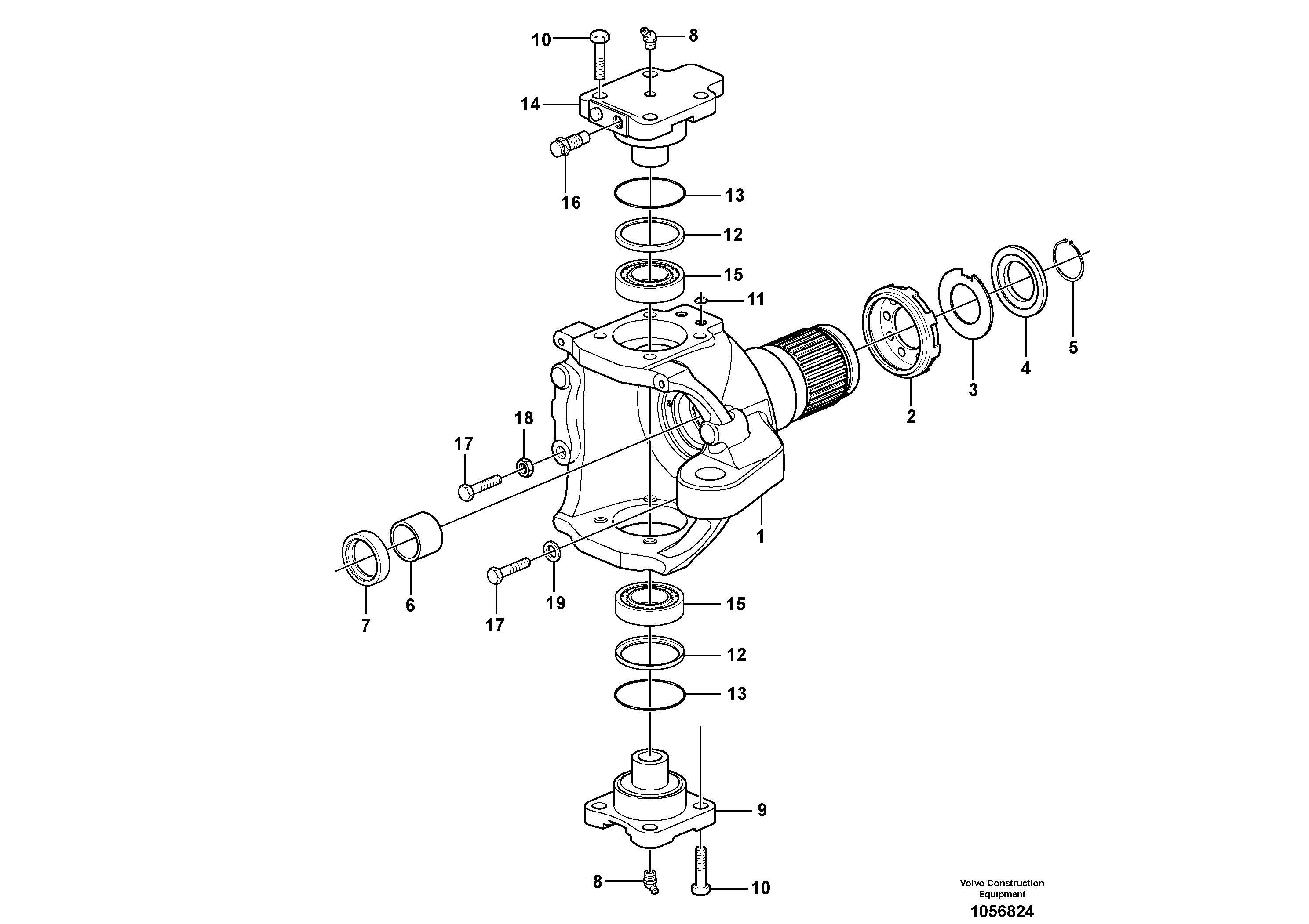 Схема запчастей Volvo EW140C - 63238 Front axle, Knuckle ret EW140C