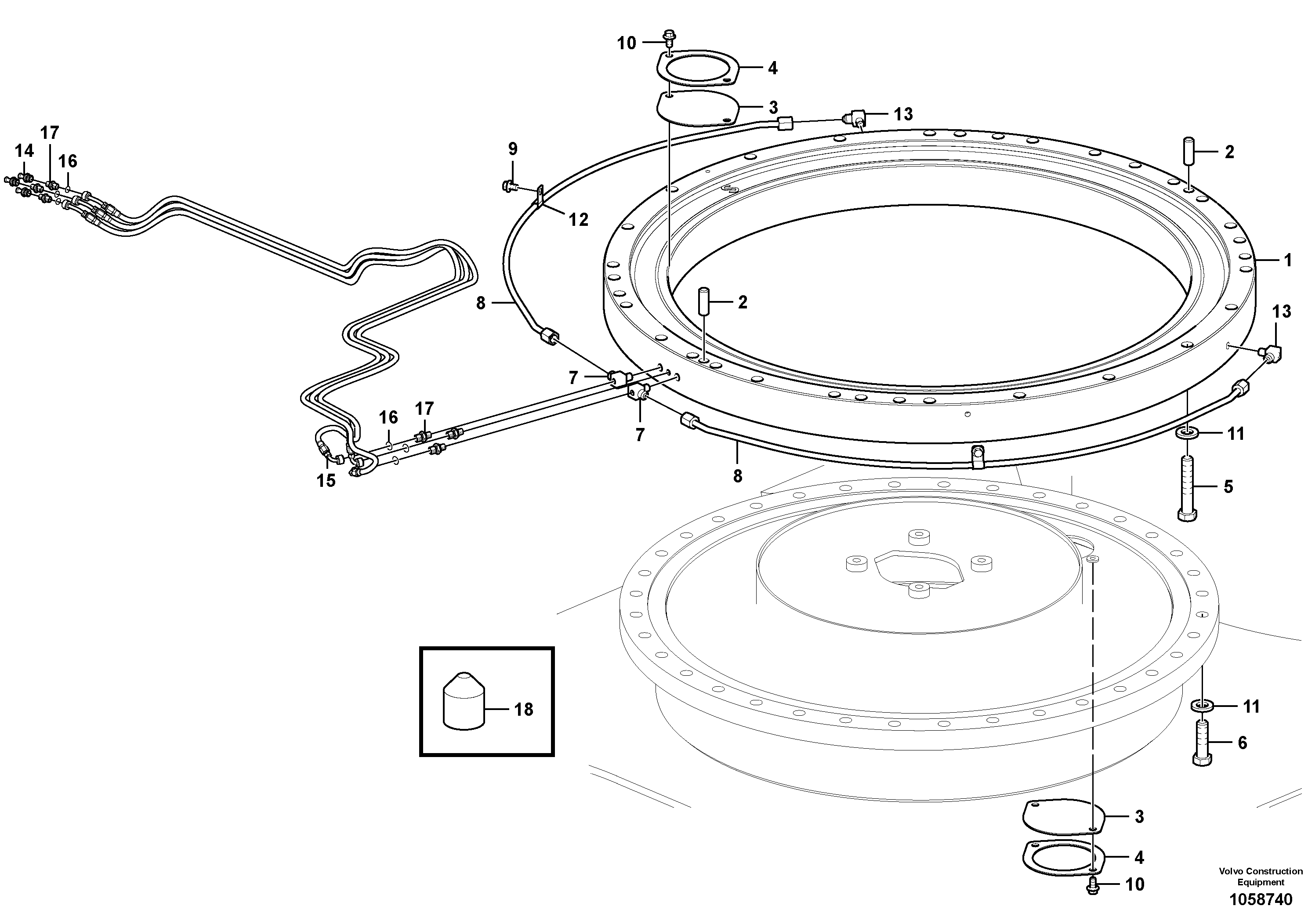 Схема запчастей Volvo EW140C - 102233 Slewing ring attachment EW140C