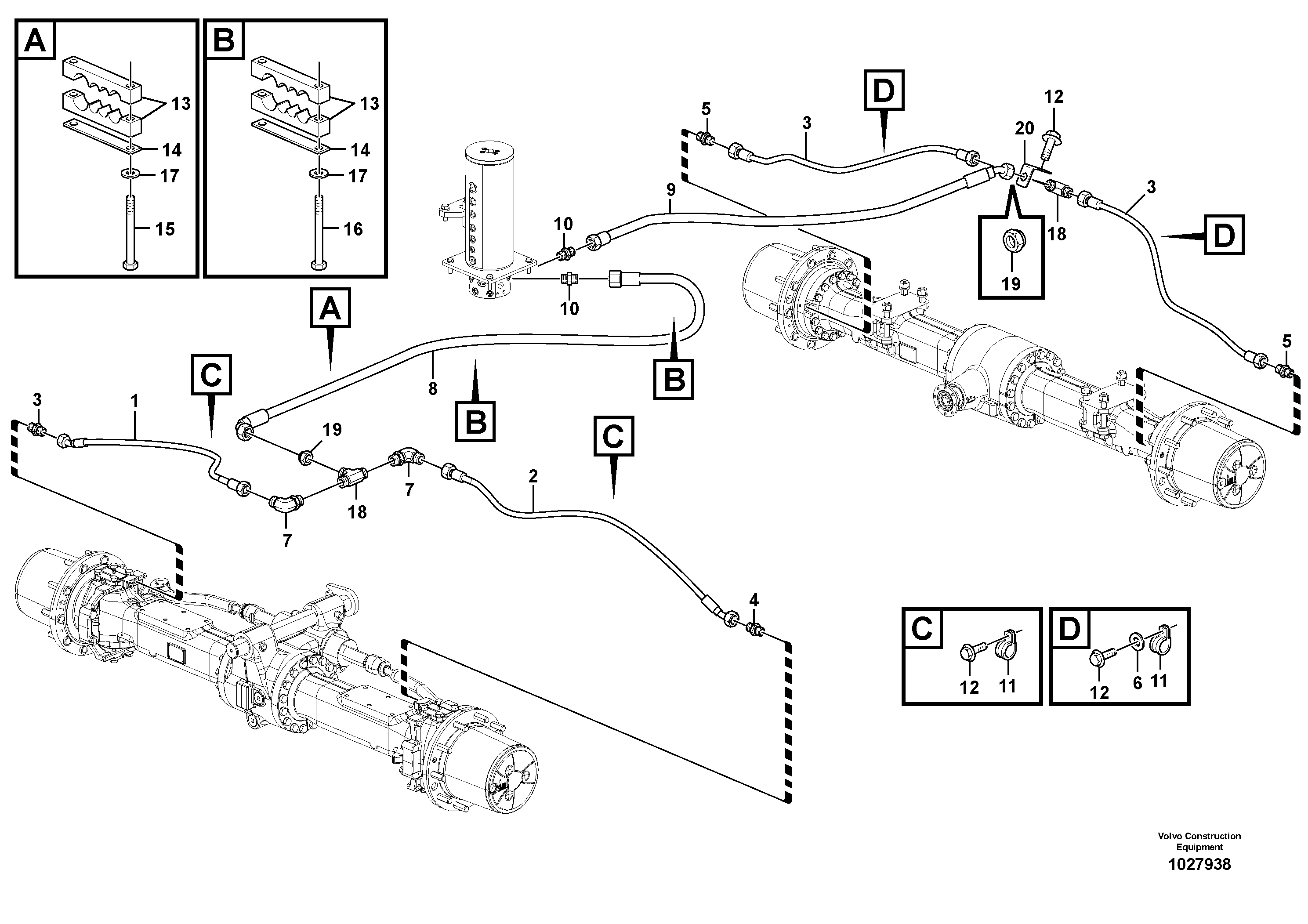 Схема запчастей Volvo EW140C - 104533 Hydraulic system, lower brake line EW140C