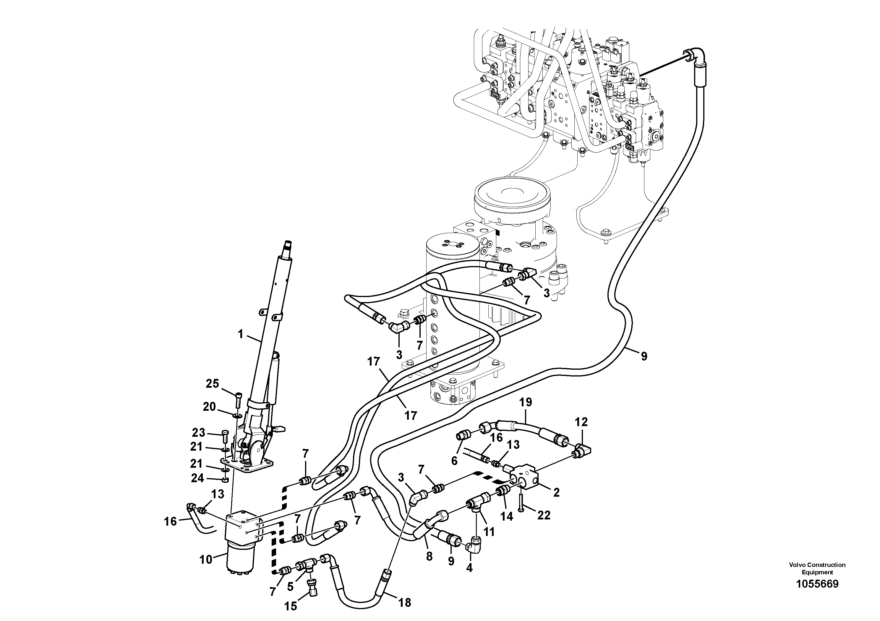 Схема запчастей Volvo EW140C - 102535 Hydraulic system, steering line EW140C