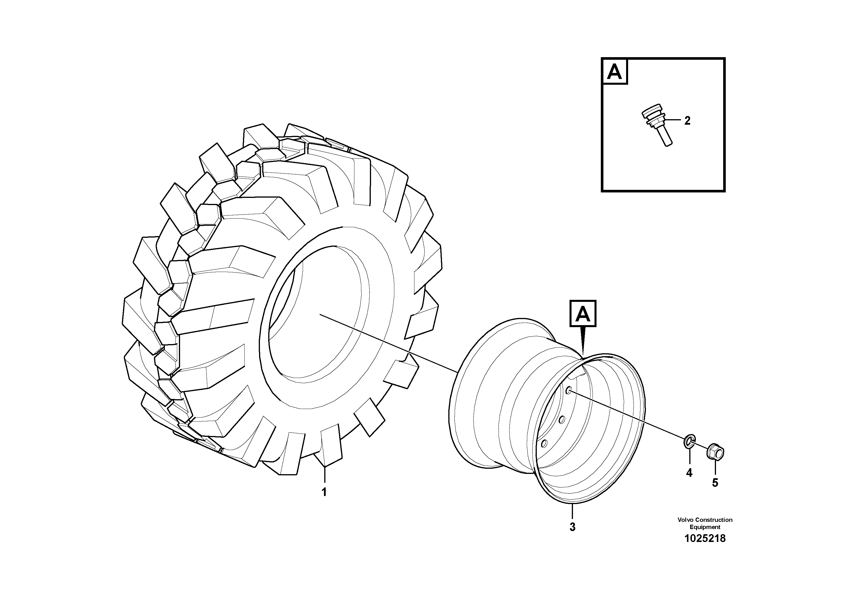 Схема запчастей Volvo EW140C - 50953 Wheel and tire EW140C