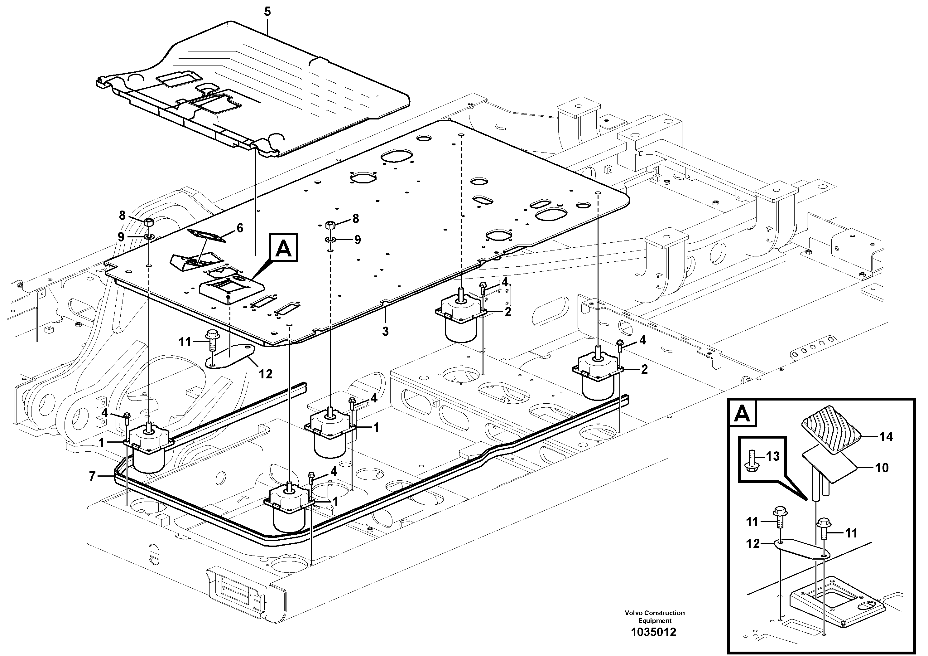 Схема запчастей Volvo EW140C - 58441 Cabin floor EW140C